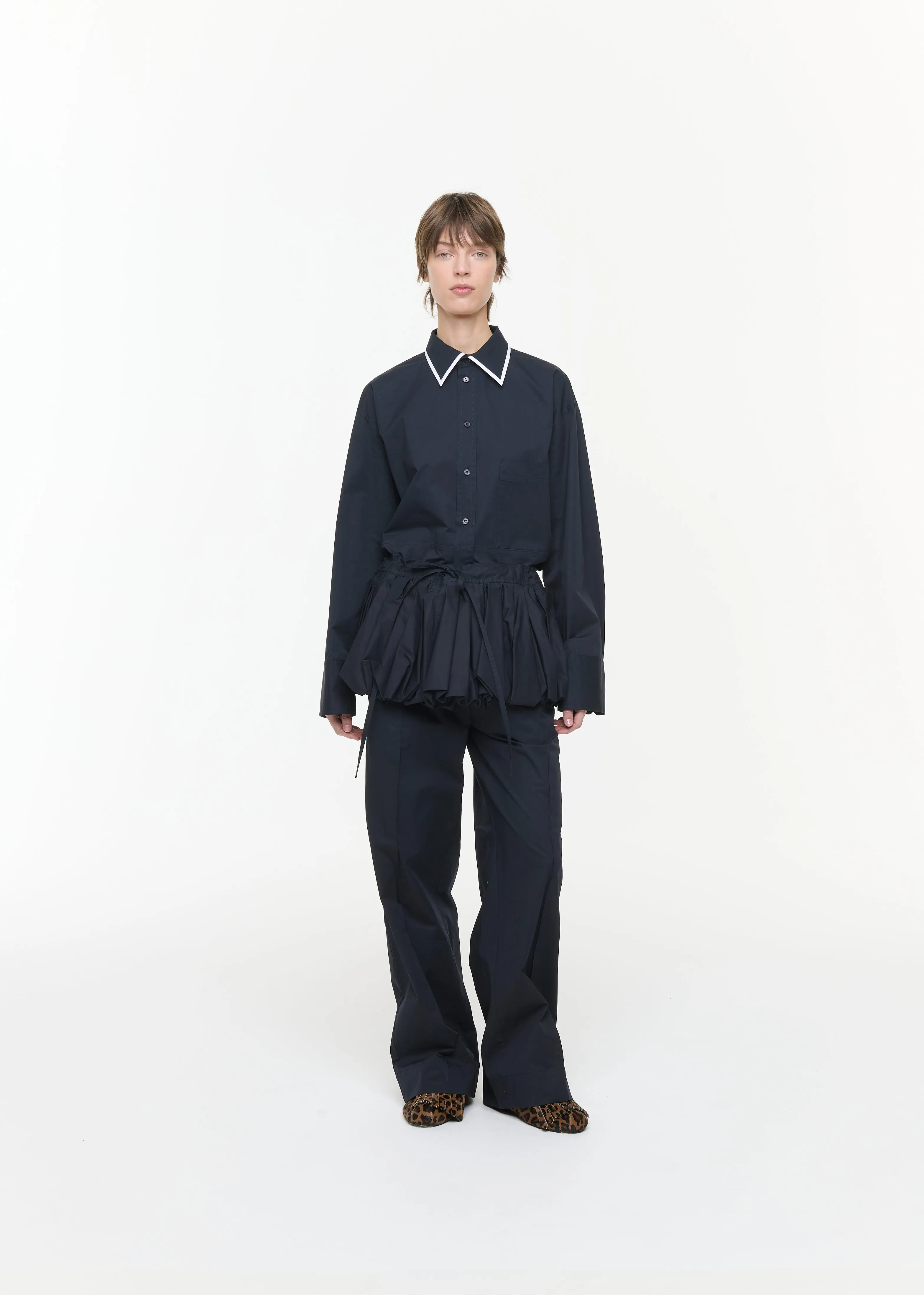 BLUE BLACK POPELINE COCOON PEPLUM sold by Plan C product image thumbnail 2