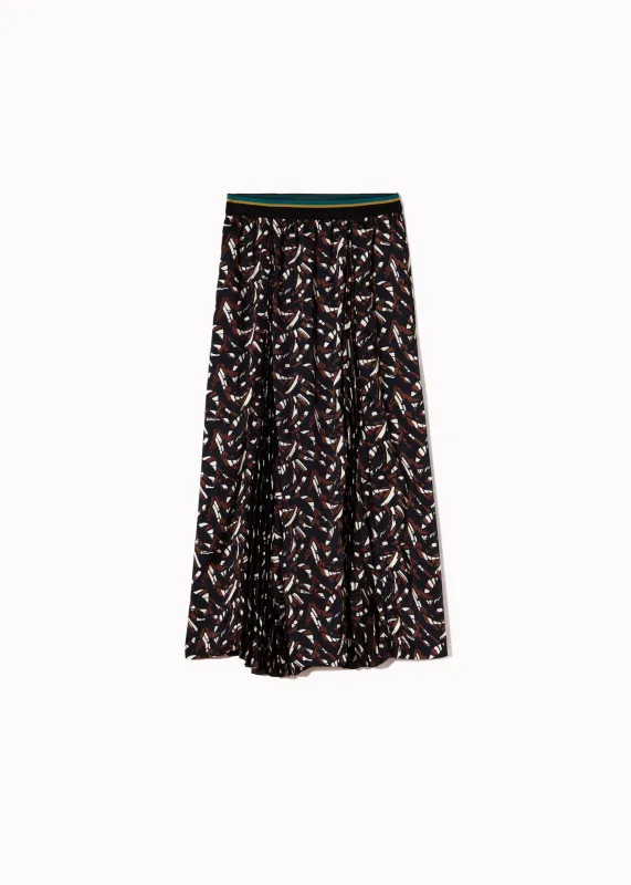 PRINT TWILL MIDI SKIRT made by Plan C