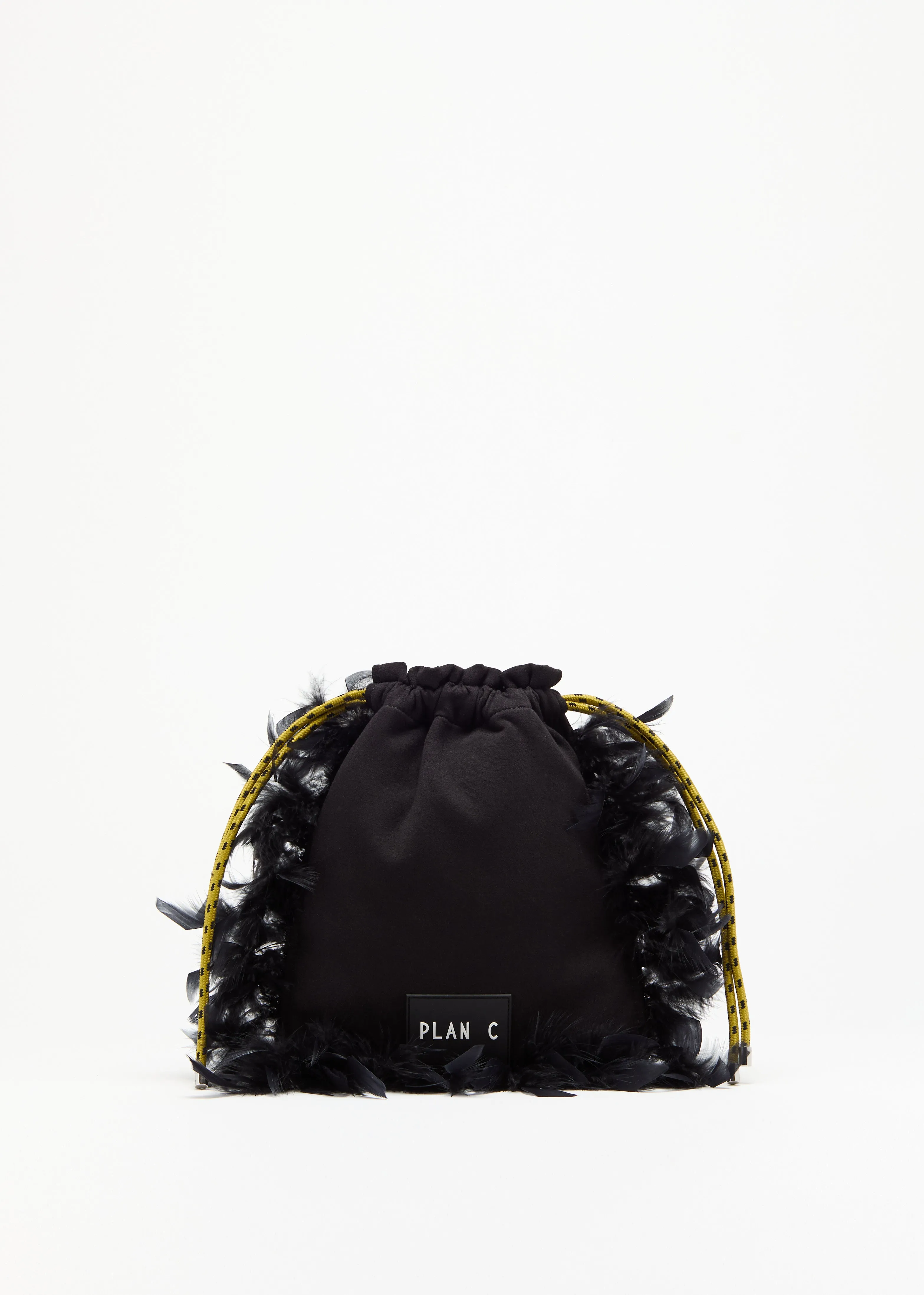 BLACK FLEECE POUCH WITH FEATHERS sold by Plan C