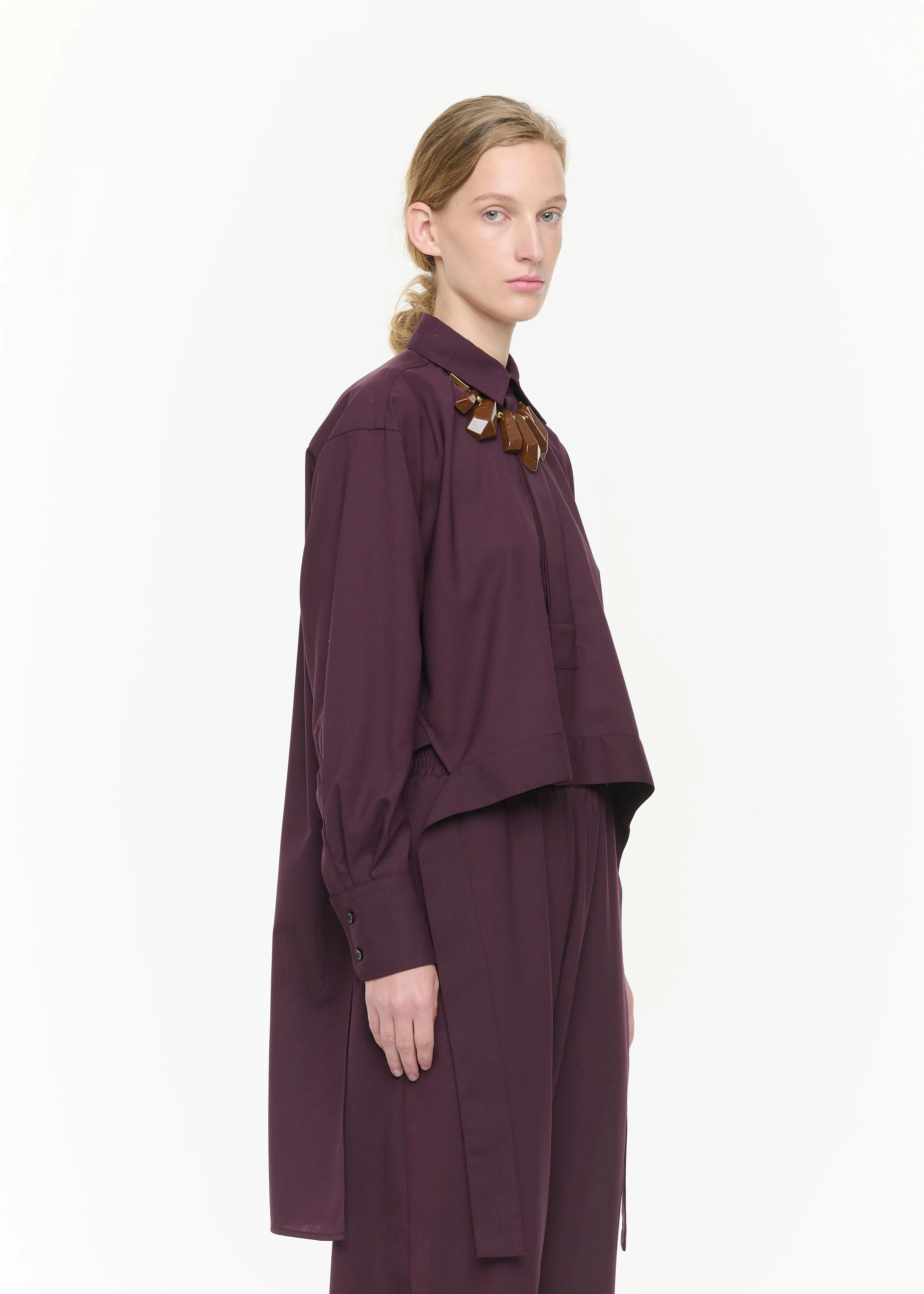 BURGUNDY WOOL SHIRT WITH TAIL sold by Plan C product image thumbnail 3