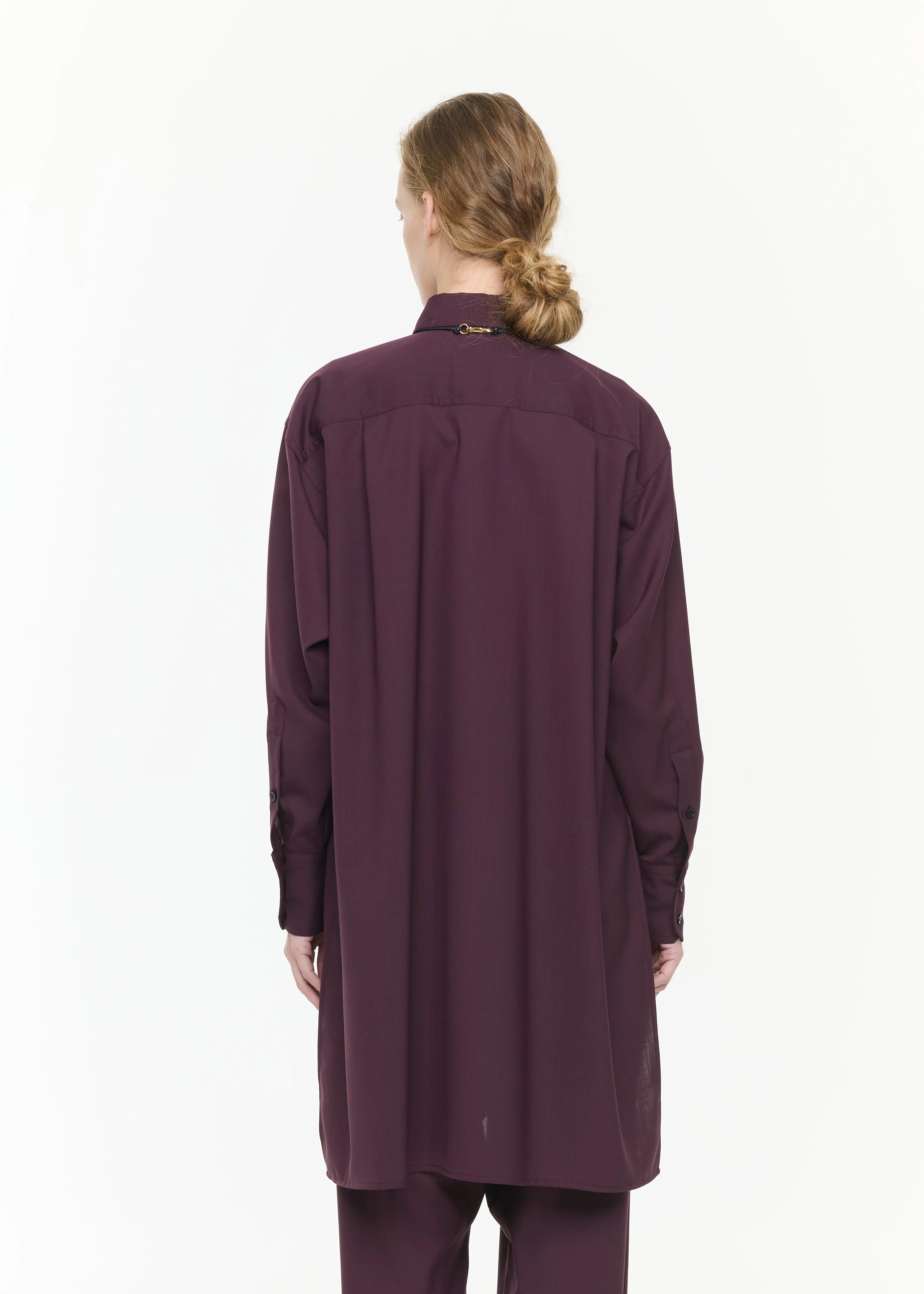 BURGUNDY WOOL SHIRT WITH TAIL sold by Plan C product image thumbnail 4