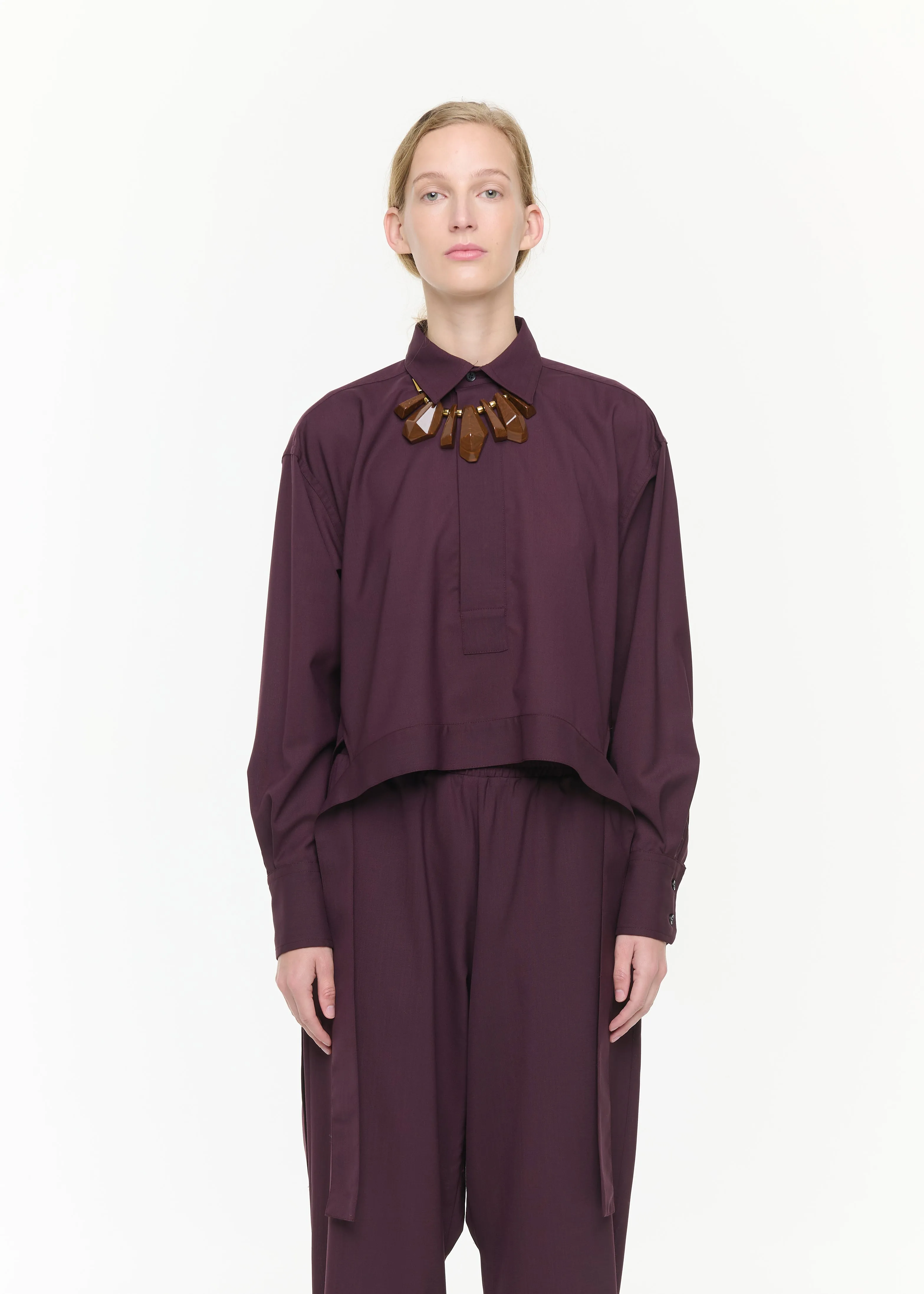 BURGUNDY WOOL SHIRT WITH TAIL sold by Plan C product image thumbnail 5
