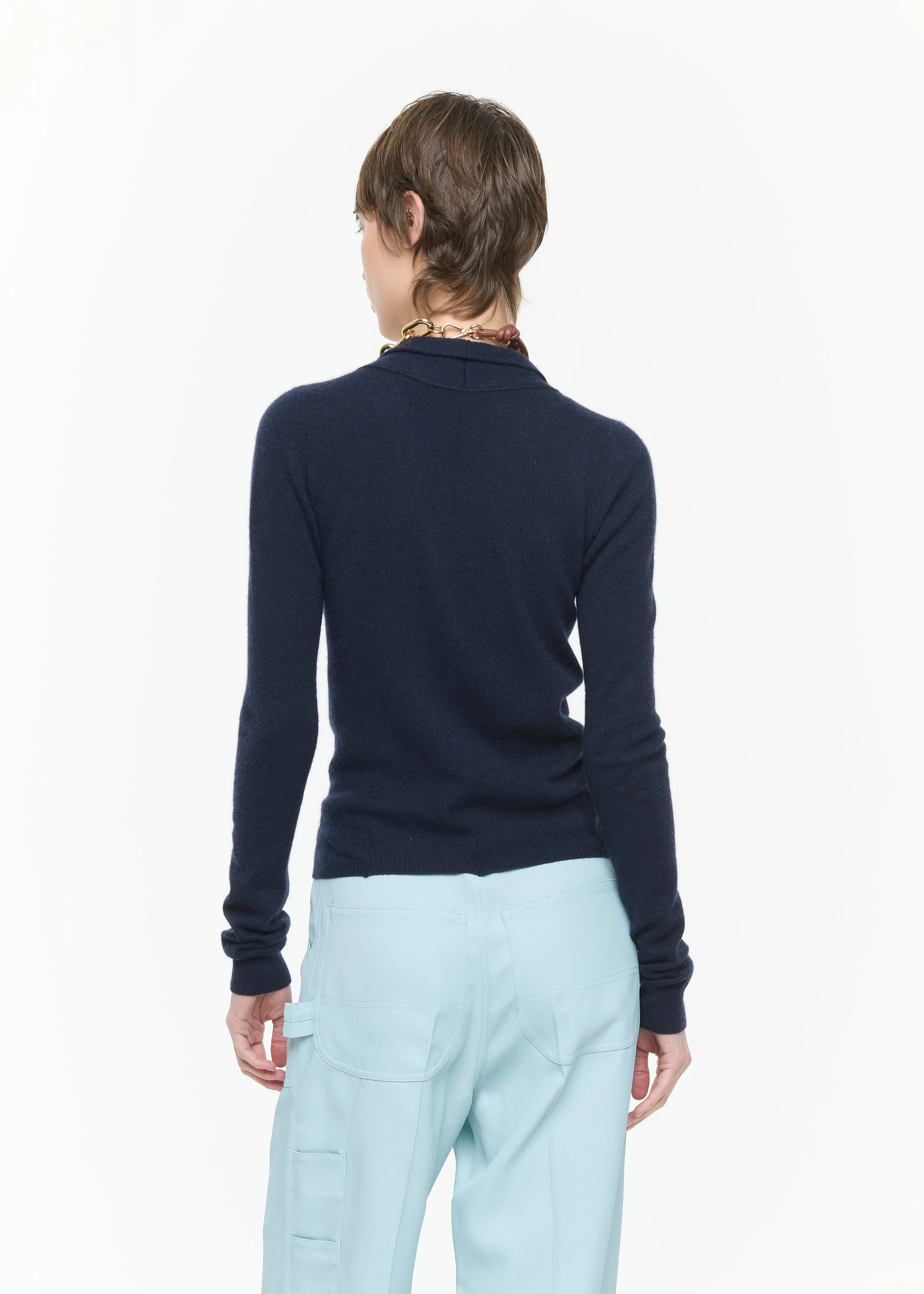 NAVY CASHMERE V-NECK CARDIGAN sold by Plan C product image thumbnail 5