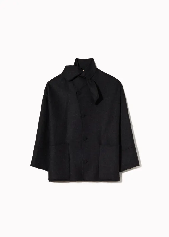 ASYMMETRIC SCARF COLLAR WOOL JACKET made by Plan C