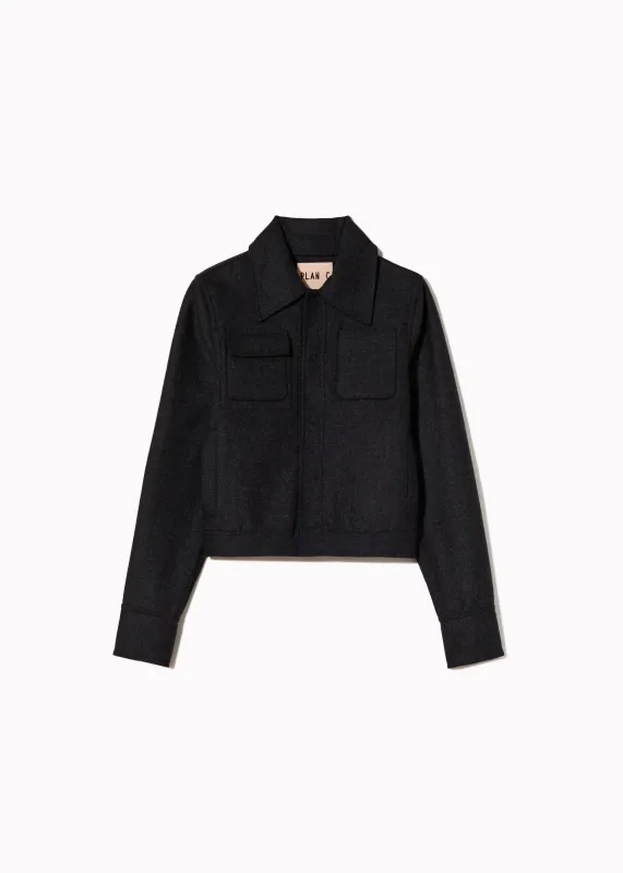CROPPED DOUBLE MELANGE WOOL JACKET made by Plan C