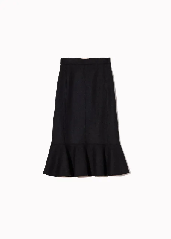 DOUBLE WOOL SKIRT WITH RUFFLED HEMLINE made by Plan C