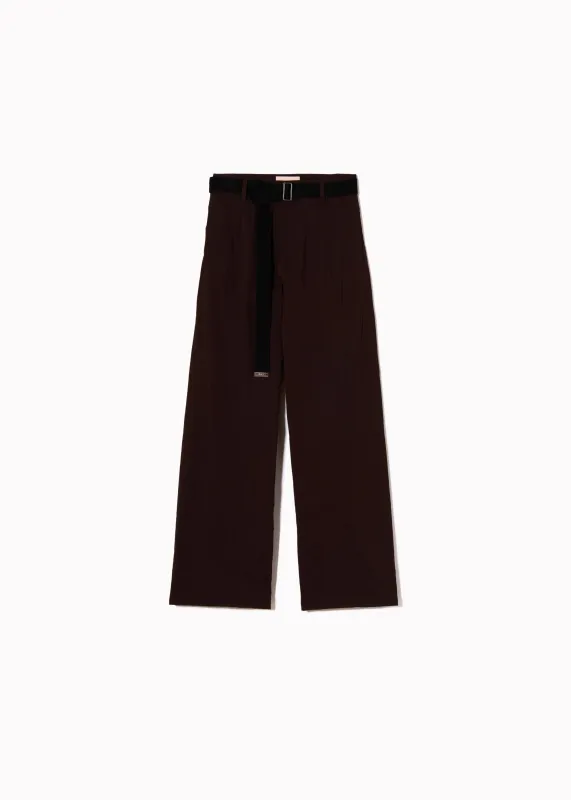 BROWN TECHNICAL TWILL TROUSERS made by Plan C