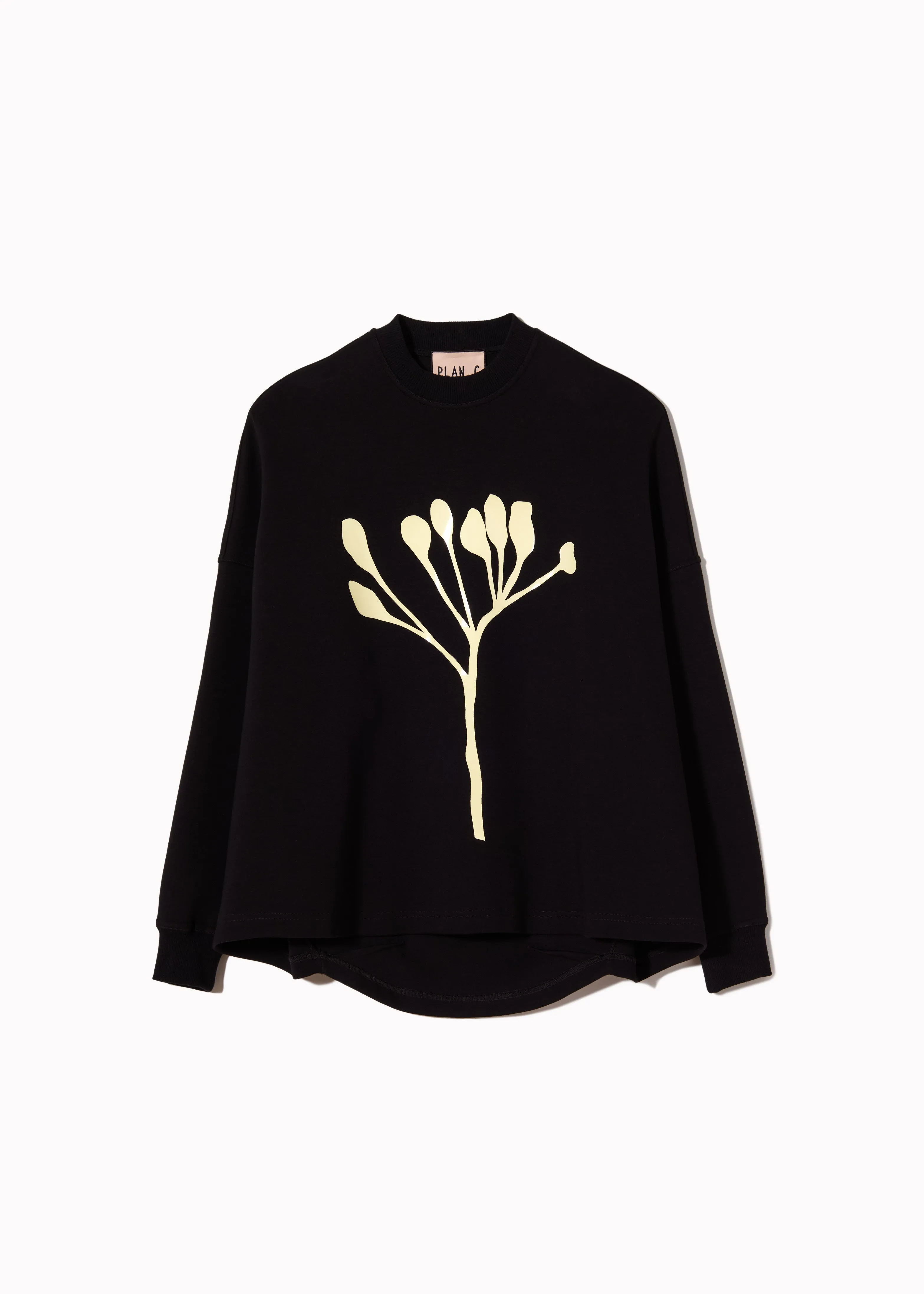 BLACK FLEECE SWEATSHIRT FLOWER PRINT sold by Plan C