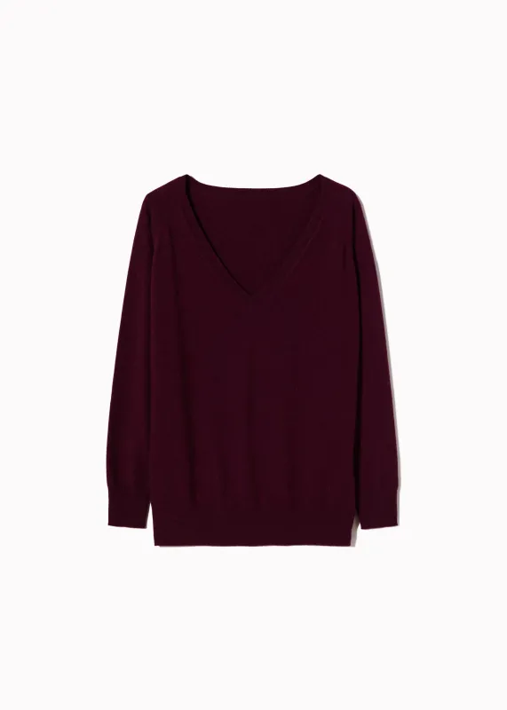 RED PURPLE CASHMERE V-NECK SWEATER made by Plan C