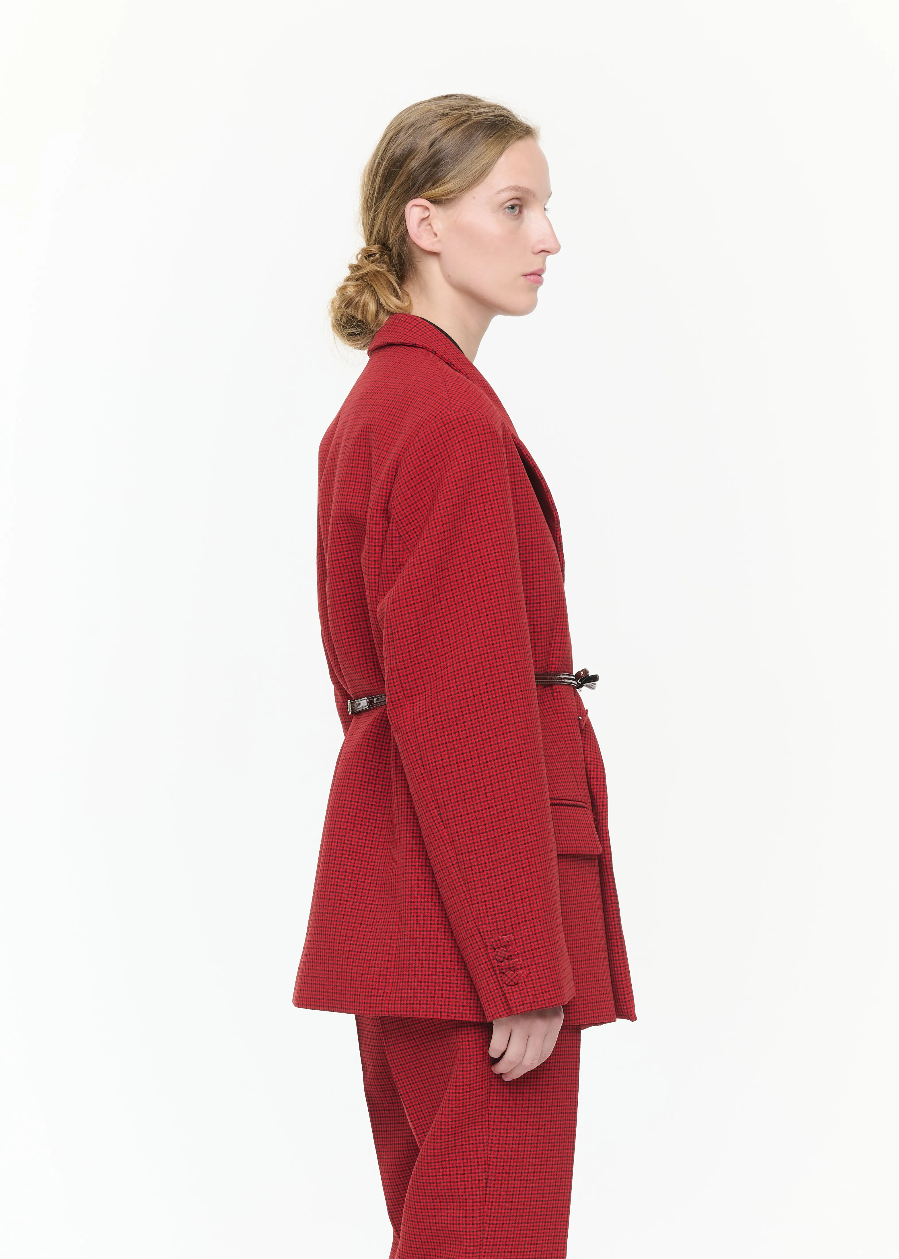 DOUBLE-BREASTED MICROCHECK BLAZER sold by Plan C product image thumbnail 5