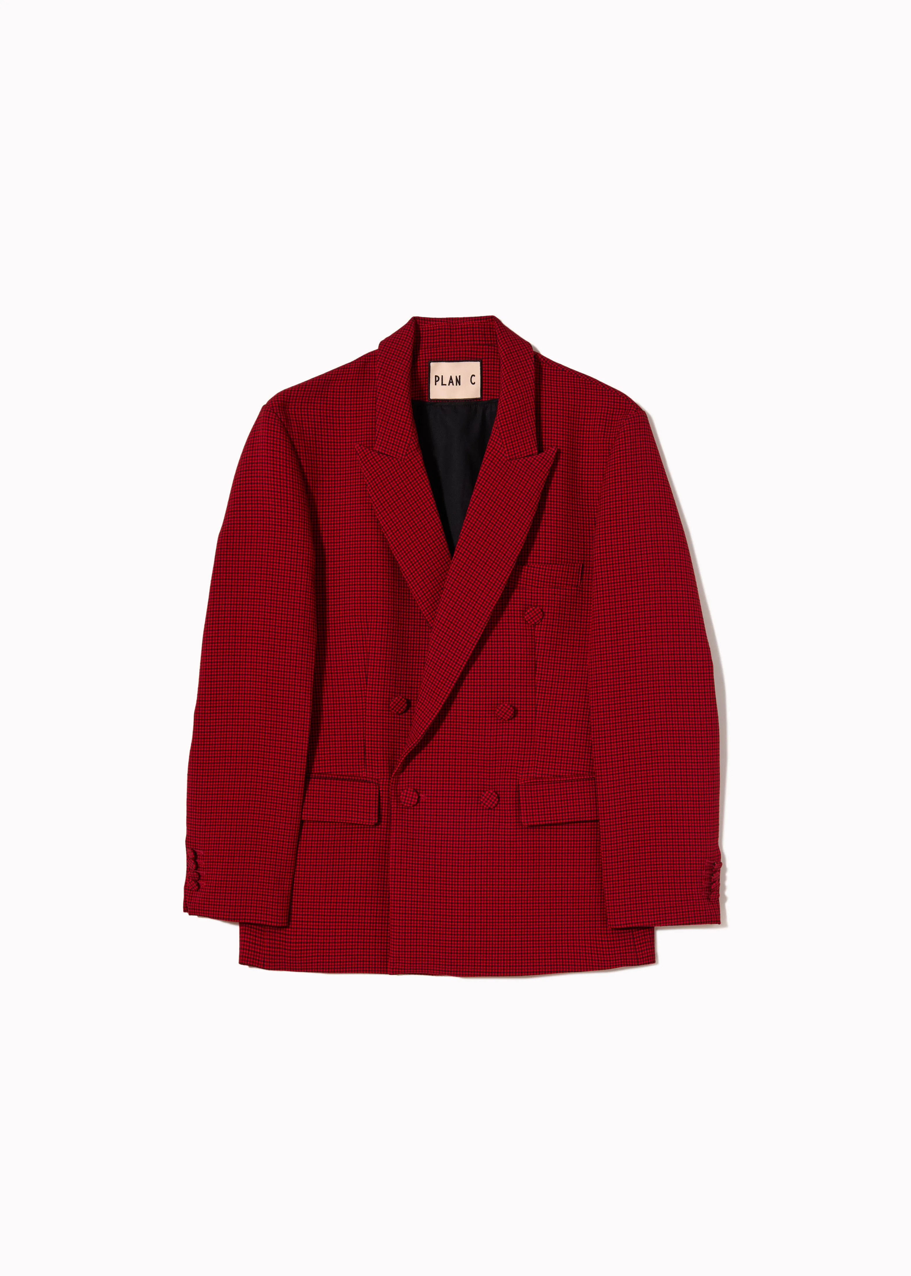 DOUBLE-BREASTED MICROCHECK BLAZER sold by Plan C