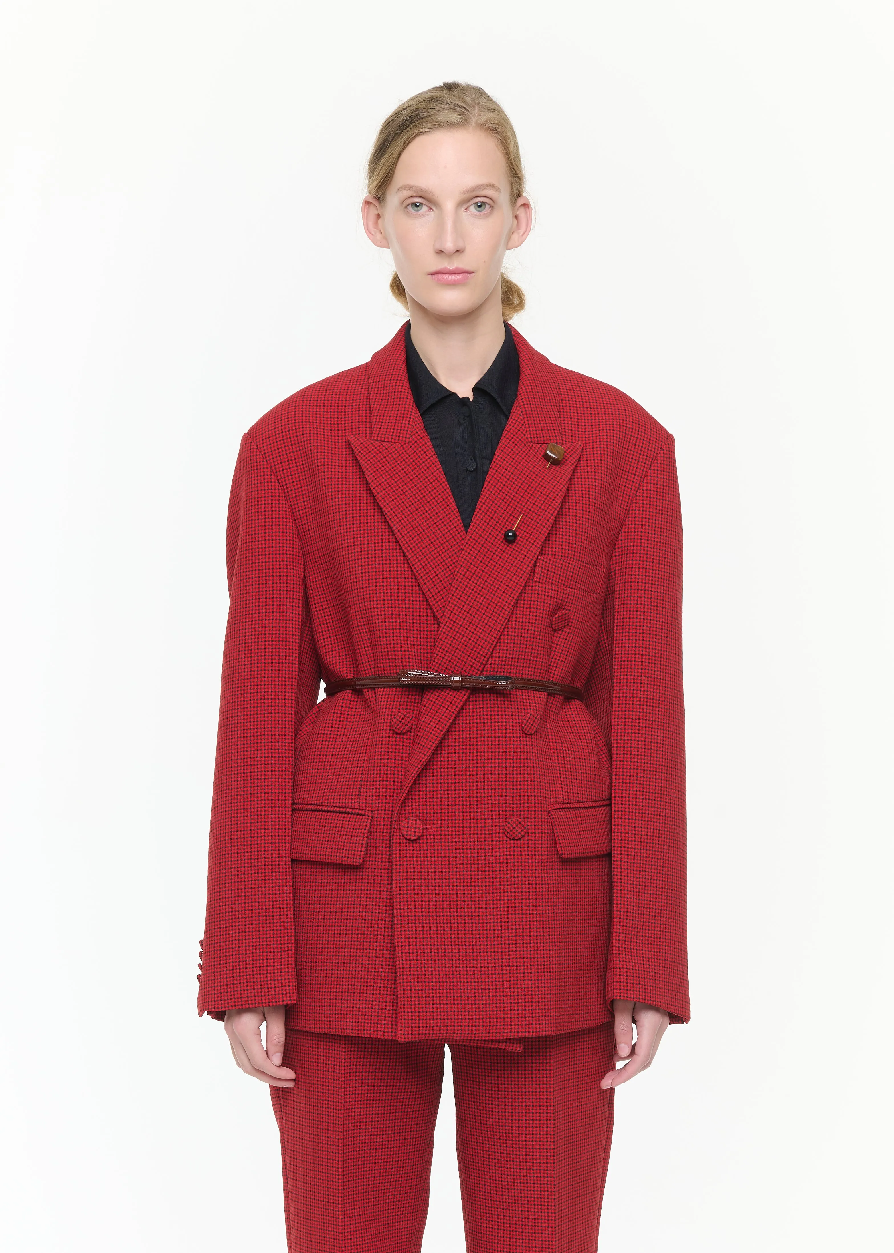 DOUBLE-BREASTED MICROCHECK BLAZER sold by Plan C product image thumbnail 3