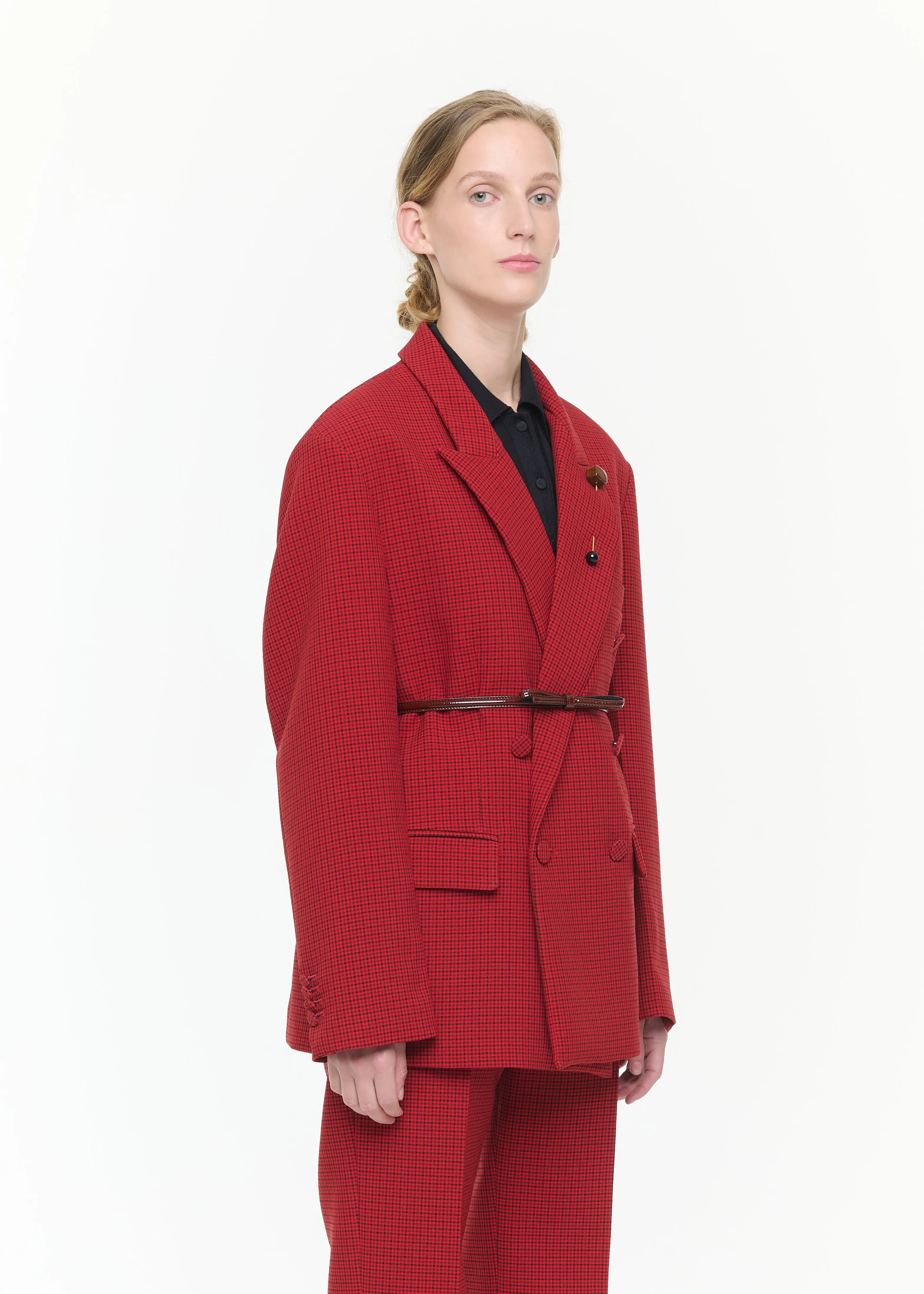 DOUBLE-BREASTED MICROCHECK BLAZER sold by Plan C product image thumbnail 4