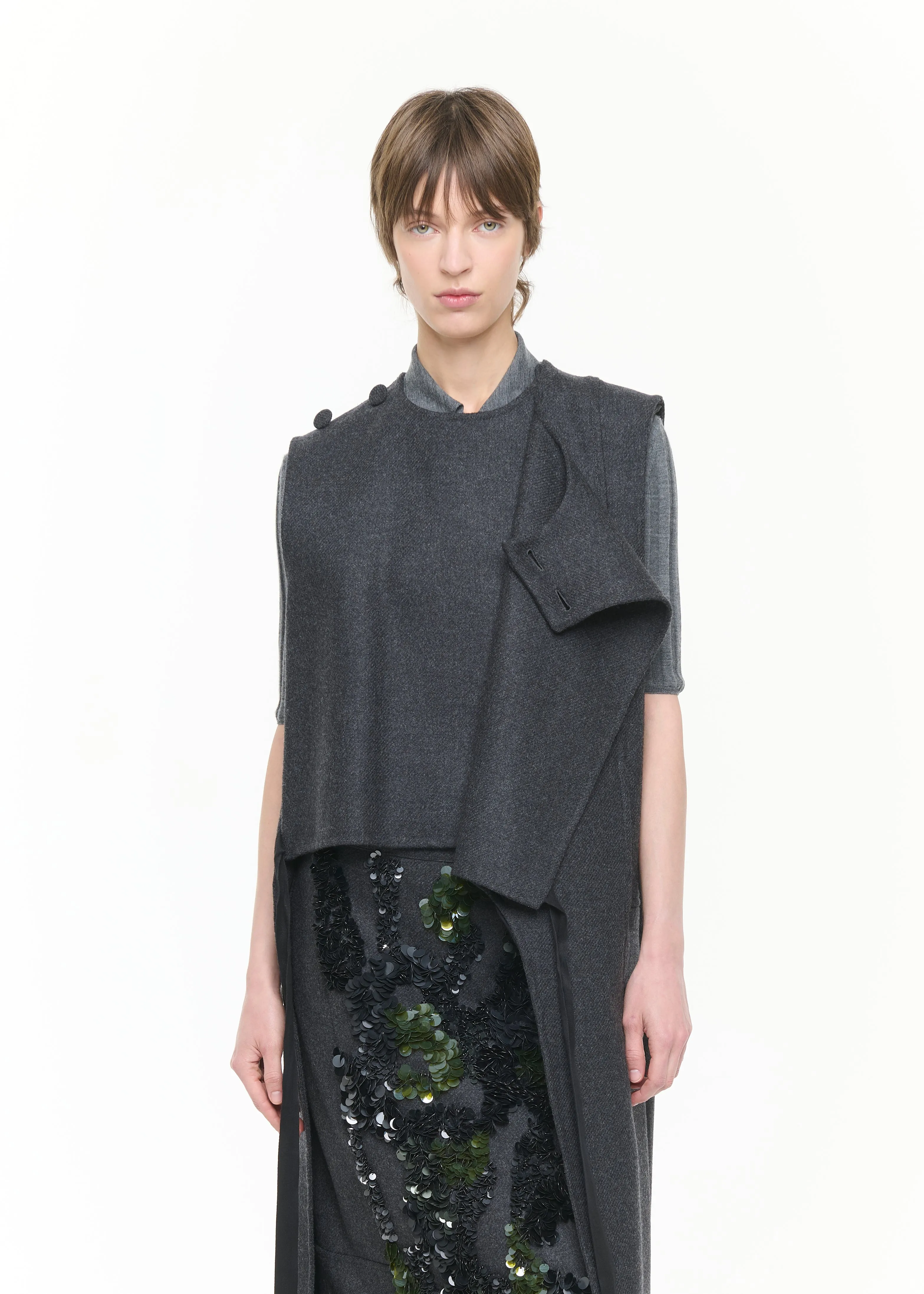 DOUBLE WOOL ASYMMETRIC VEST sold by Plan C product image thumbnail 5