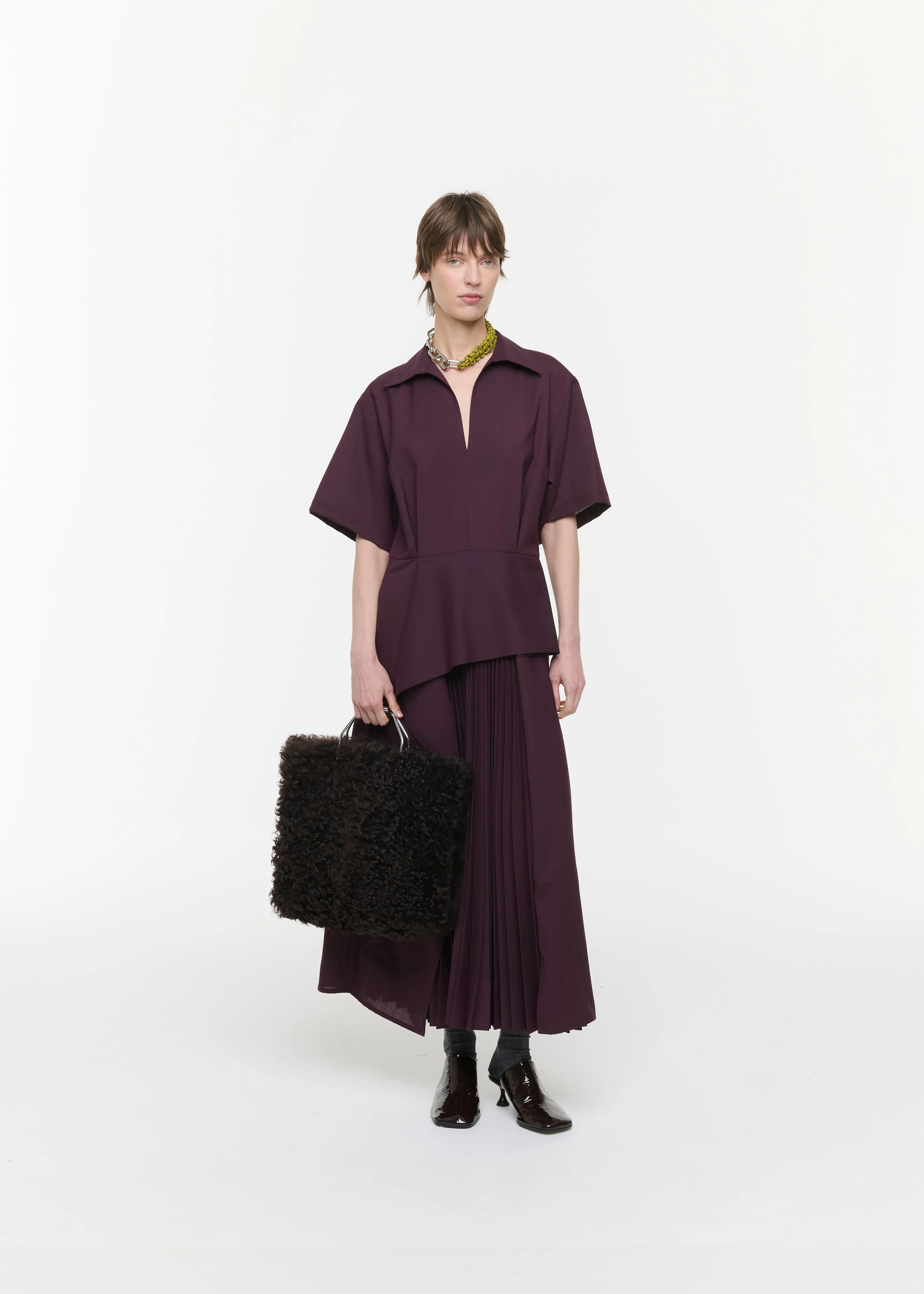 ASYMMETRIC PLEATED MIDI DRESS sold by Plan C product image thumbnail 2