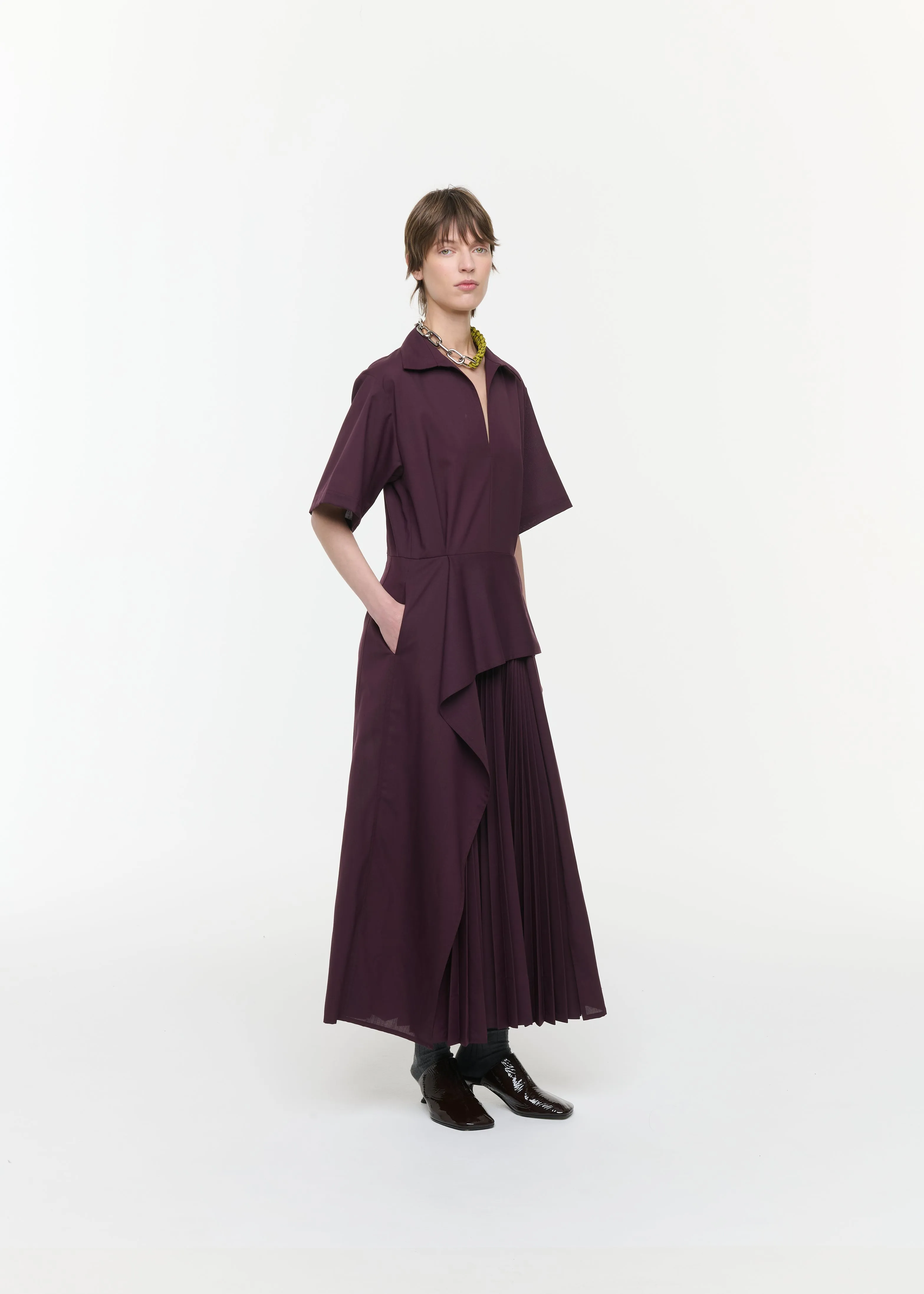 ASYMMETRIC PLEATED MIDI DRESS sold by Plan C product image thumbnail 3