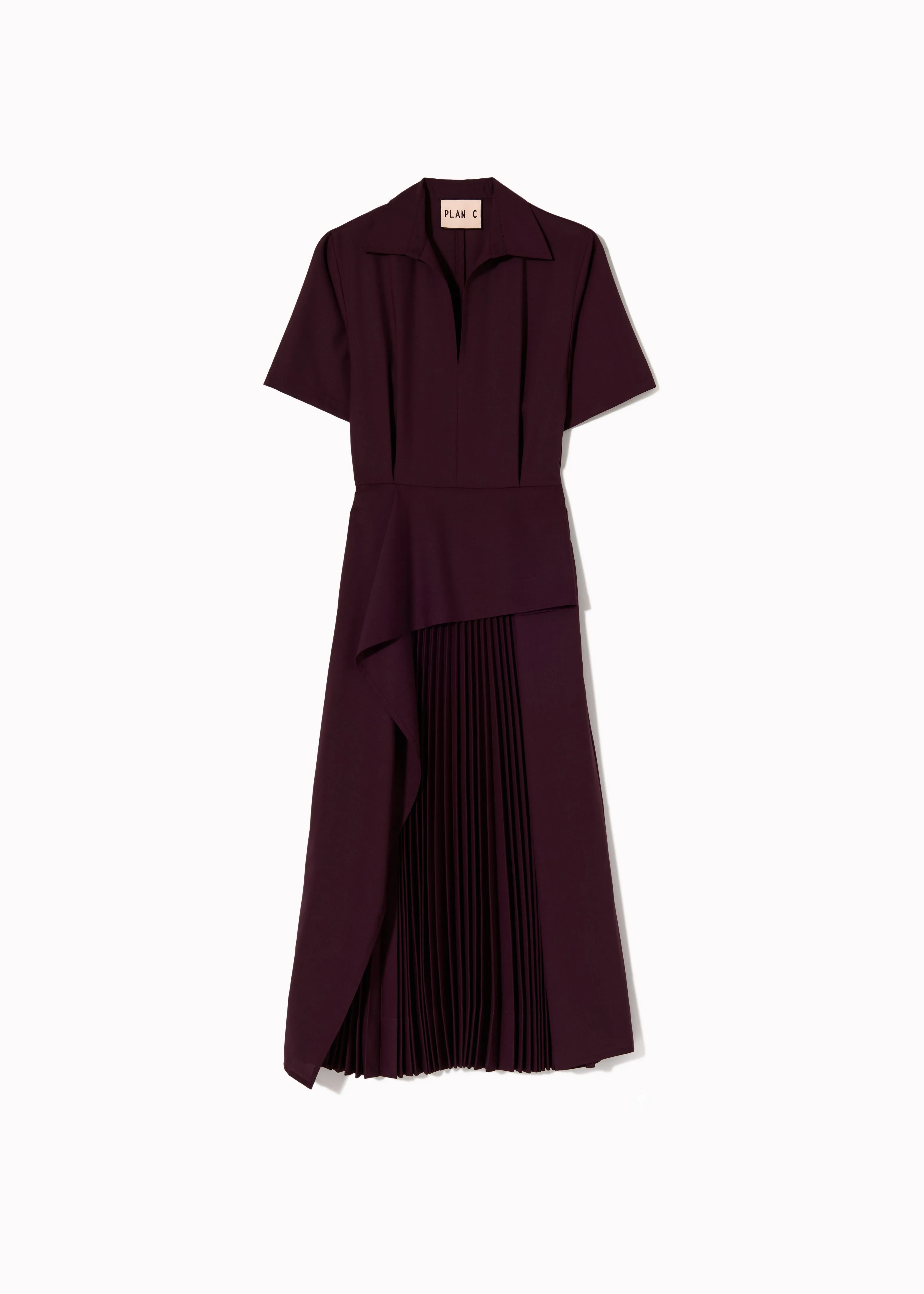 ASYMMETRIC PLEATED MIDI DRESS sold by Plan C
