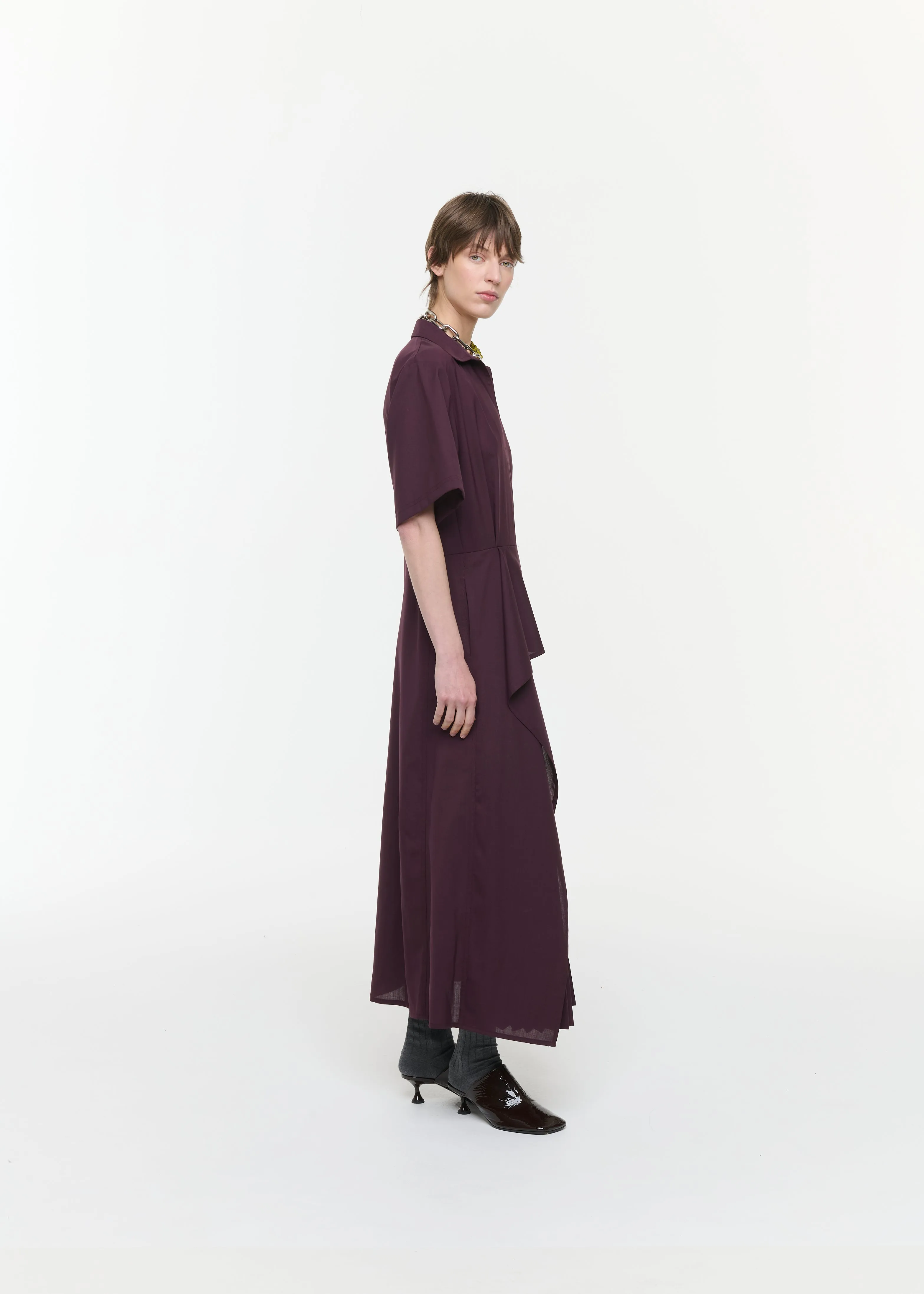 ASYMMETRIC PLEATED MIDI DRESS sold by Plan C product image thumbnail 4