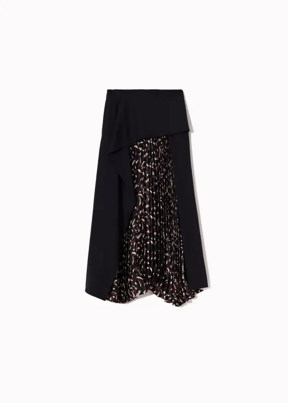 ASYMMETRIC WOOL AND PLEATED SILK SKIRT made by Plan C