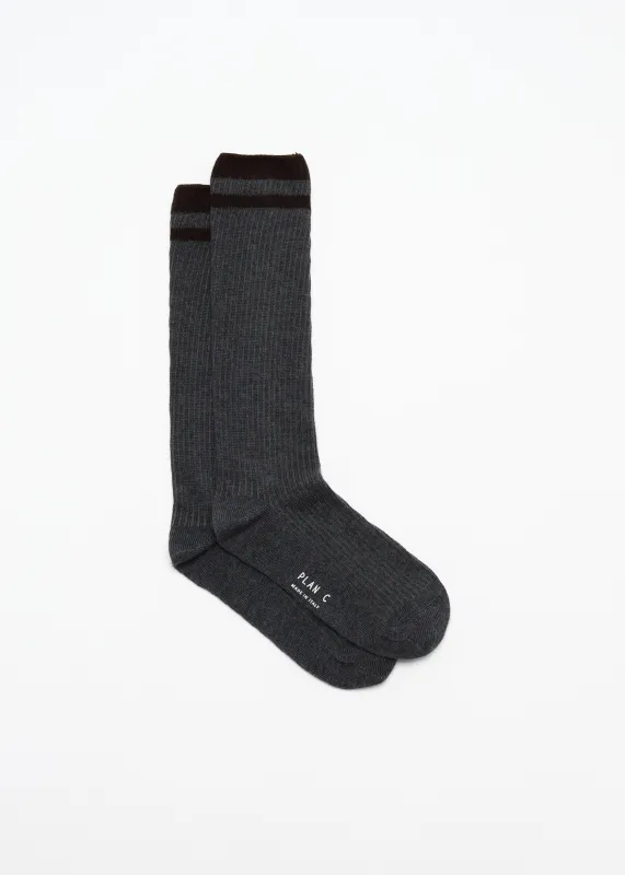 GREY SOCKS WITH BROWN STRIPES made by Plan C