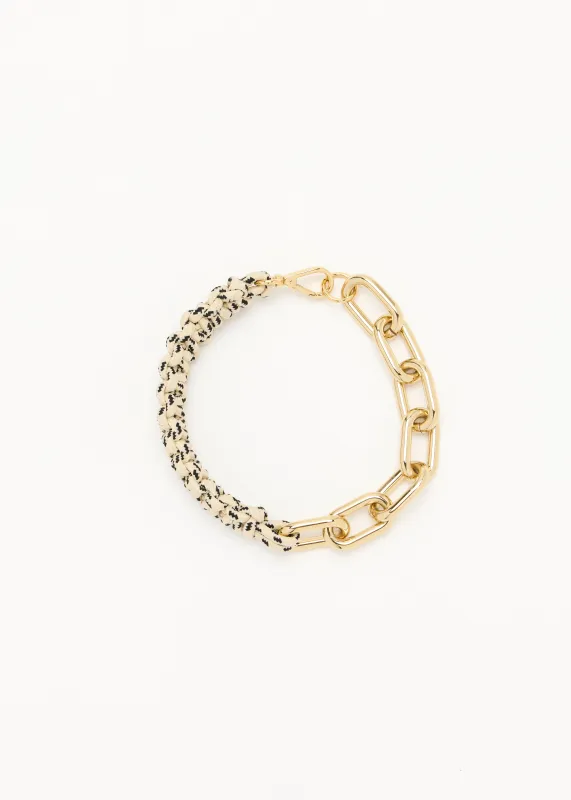 ECRU BRAIDED CORD GOLD CHAIN NECKLACE made by Plan C