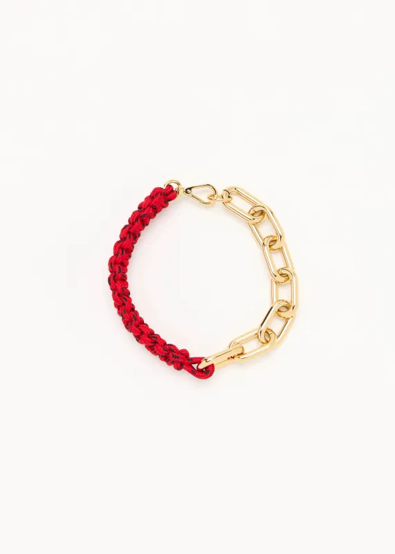 RED BRAIDED CORD GOLD CHAIN NECKLACE made by Plan C