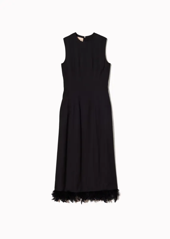 SLEVELESS DRESS WITH FEATHERS made by Plan C
