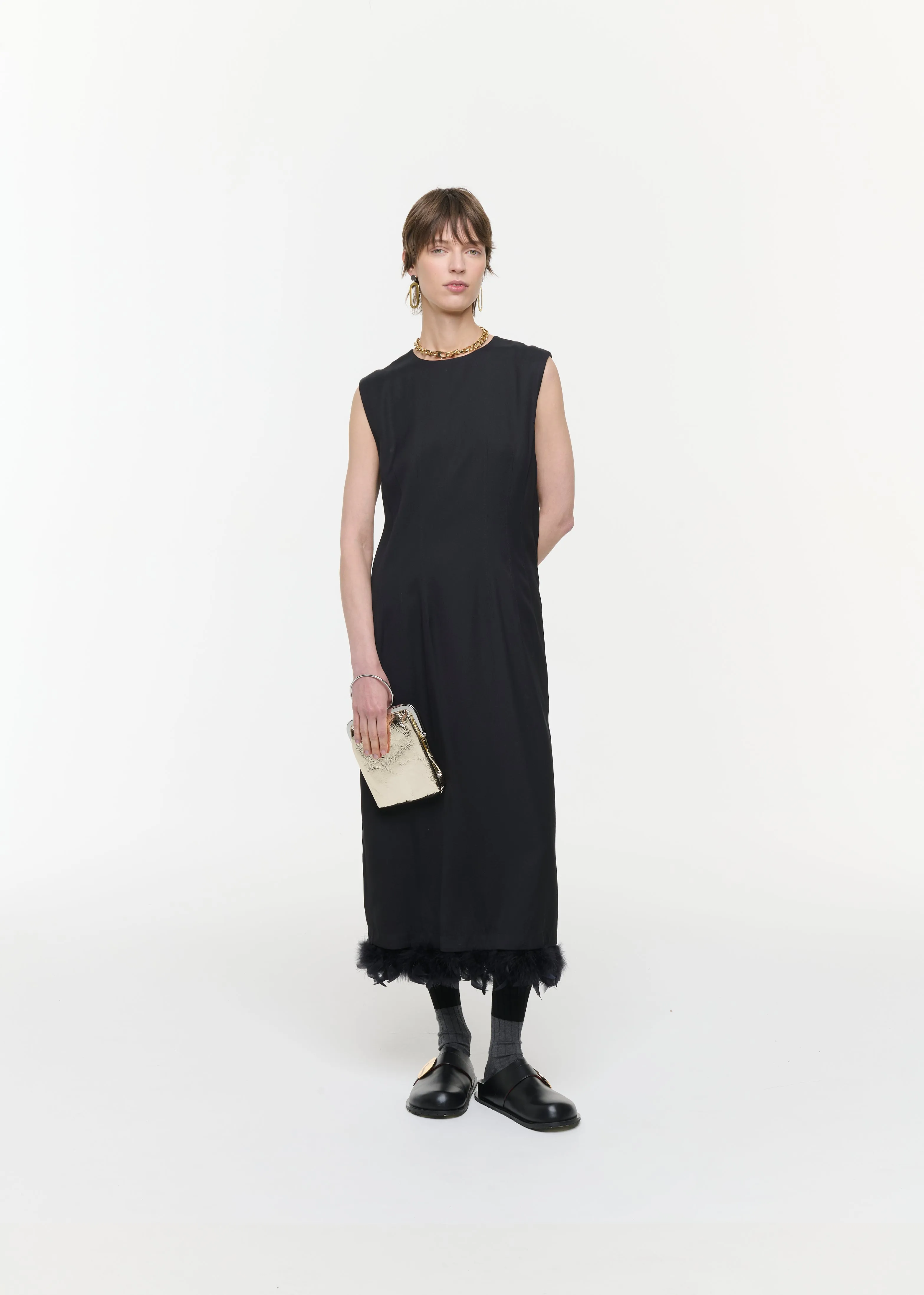 SLEVELESS DRESS WITH FEATHERS sold by Plan C product image thumbnail 2
