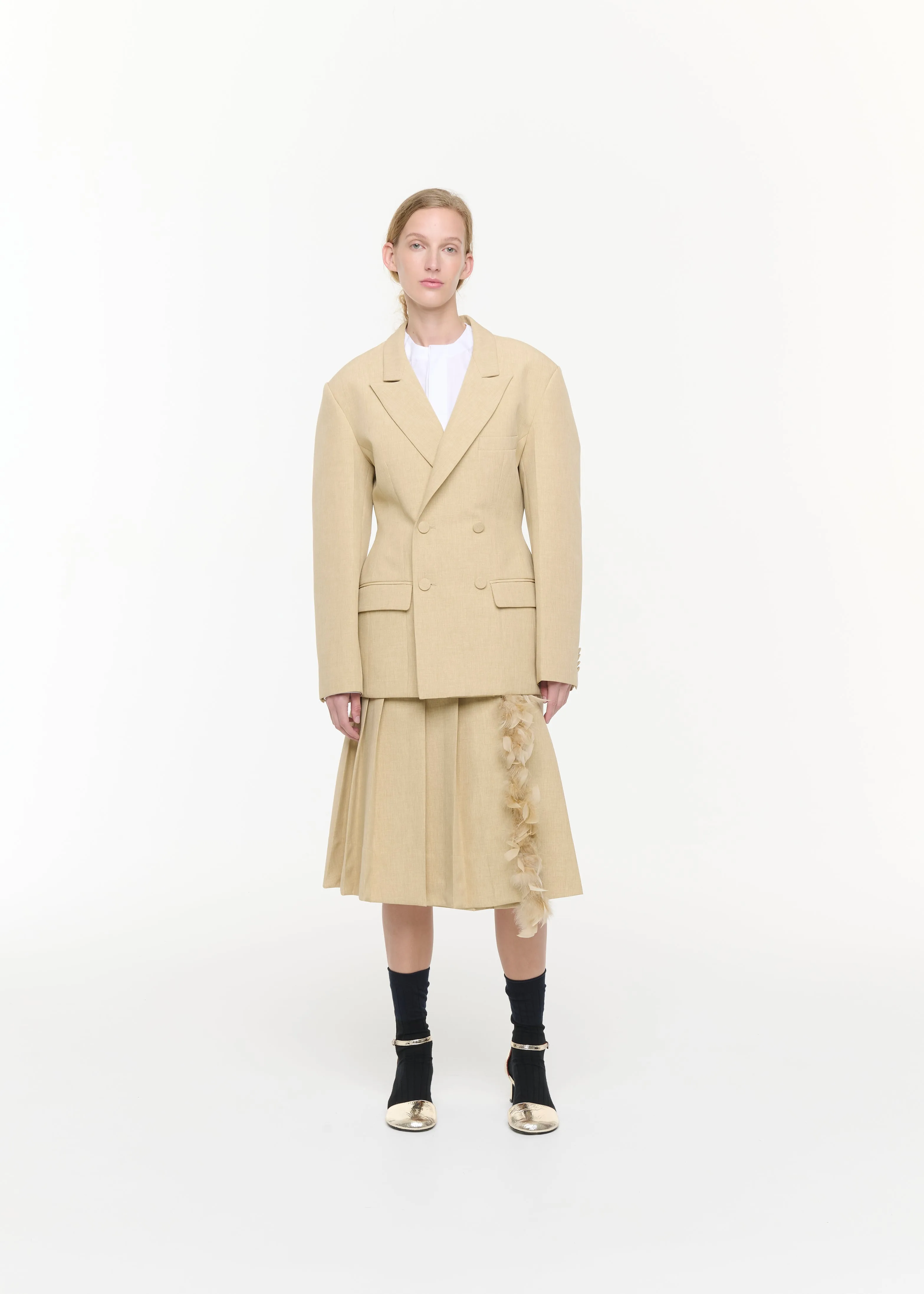 DOUBLE-BREASTED MELANGE BLAZER sold by Plan C product image thumbnail 2