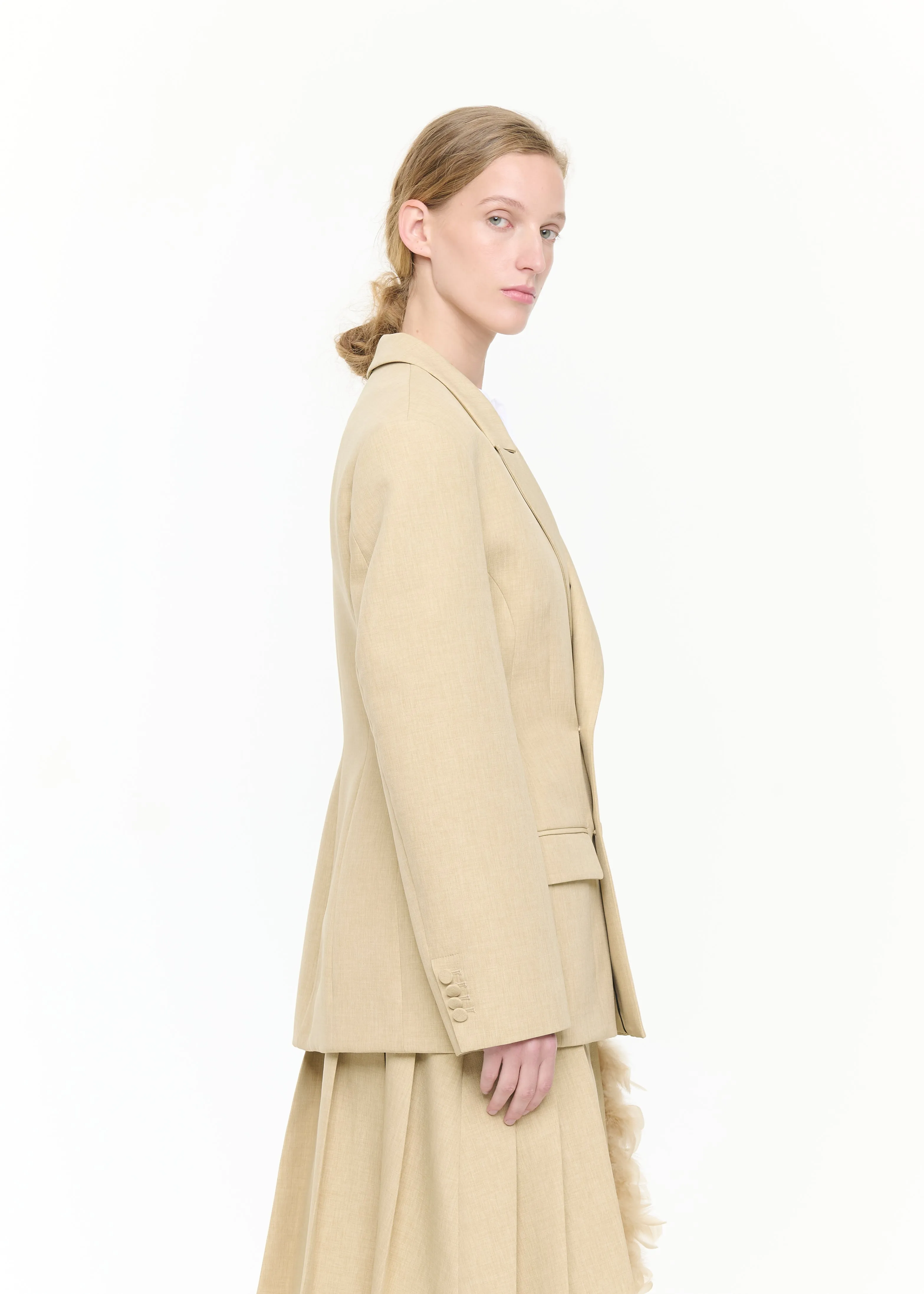 DOUBLE-BREASTED MELANGE BLAZER sold by Plan C product image thumbnail 4