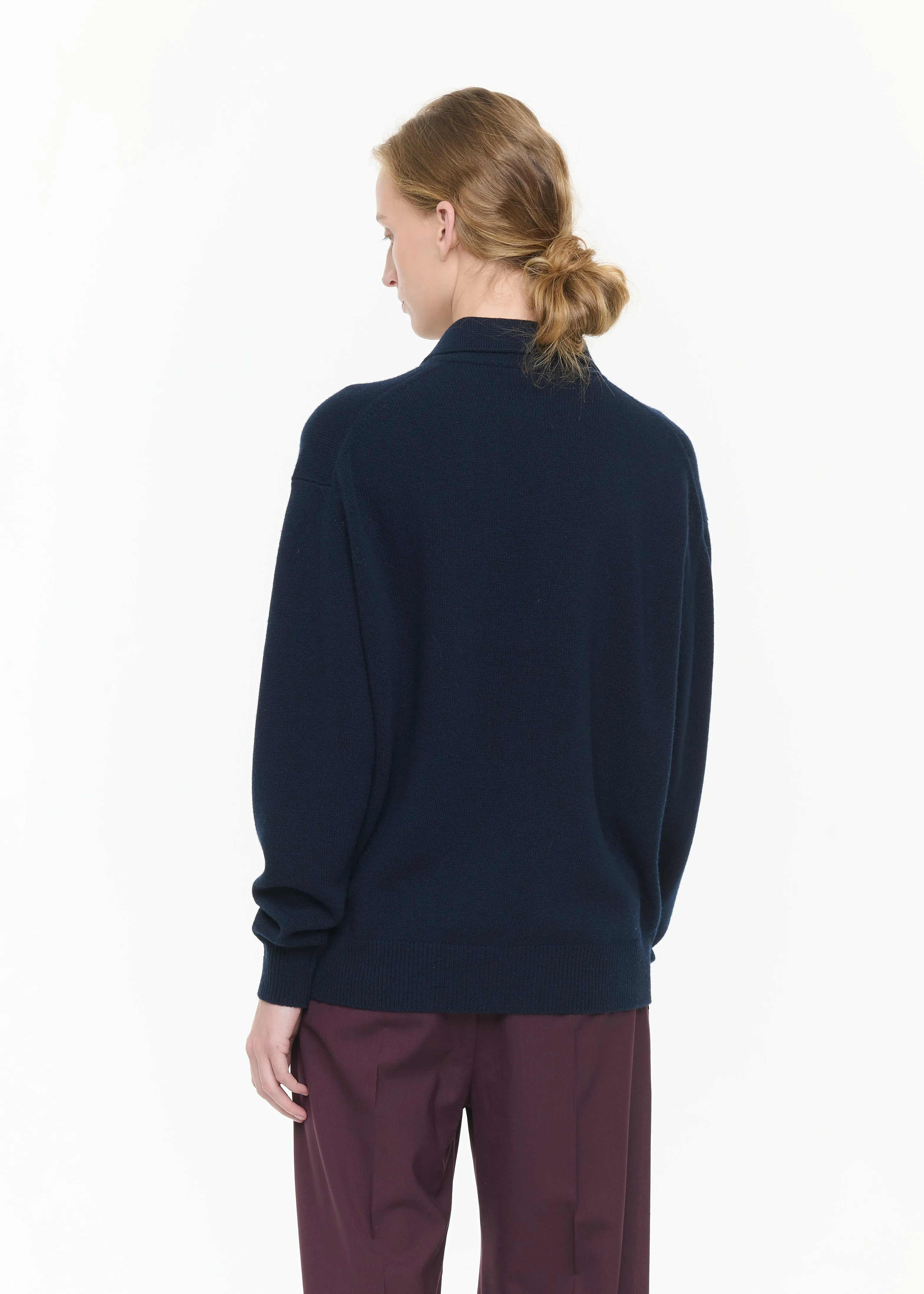 NAVY HALF ZIP WOOL CASHMERE POLO SHIRT sold by Plan C product image thumbnail 5