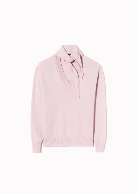 PINK V-NECK SWEATER WITH SHAWL made by Plan C