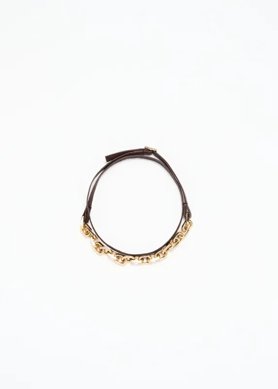 GOLD CHAIN LONG LEATHER NECKLACE made by Plan C
