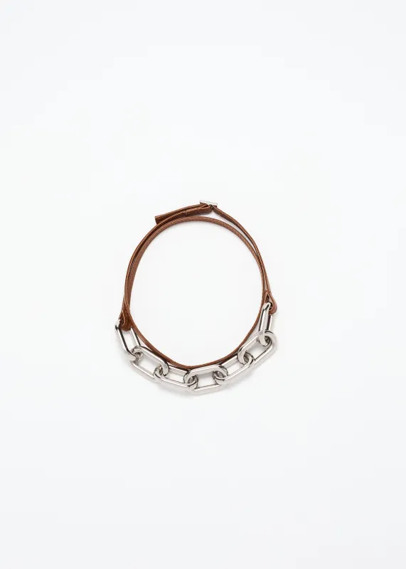 METAL BIG CHAIN LONG LEATHER NECKLACE made by Plan C