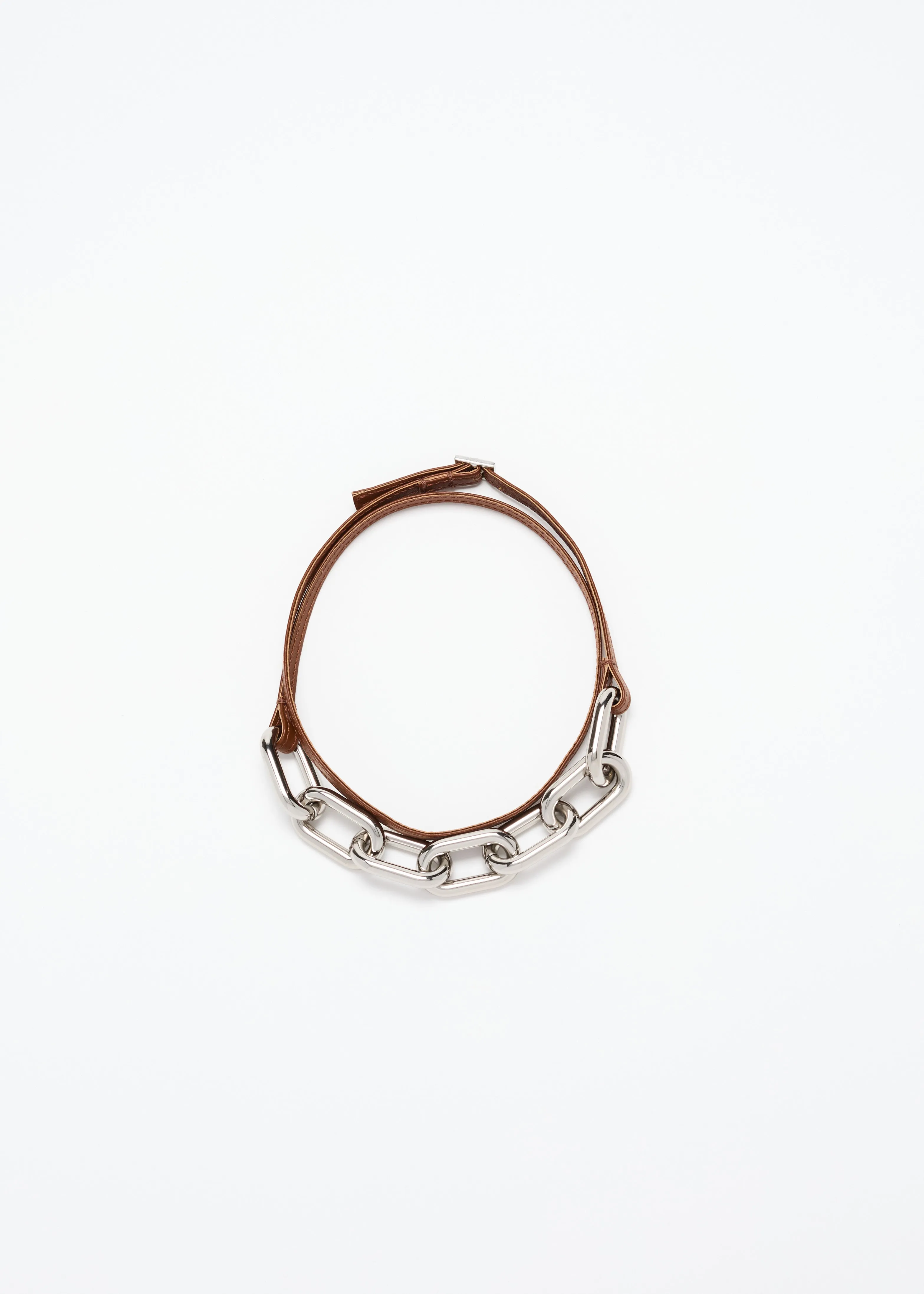 METAL BIG CHAIN LONG LEATHER NECKLACE sold by Plan C