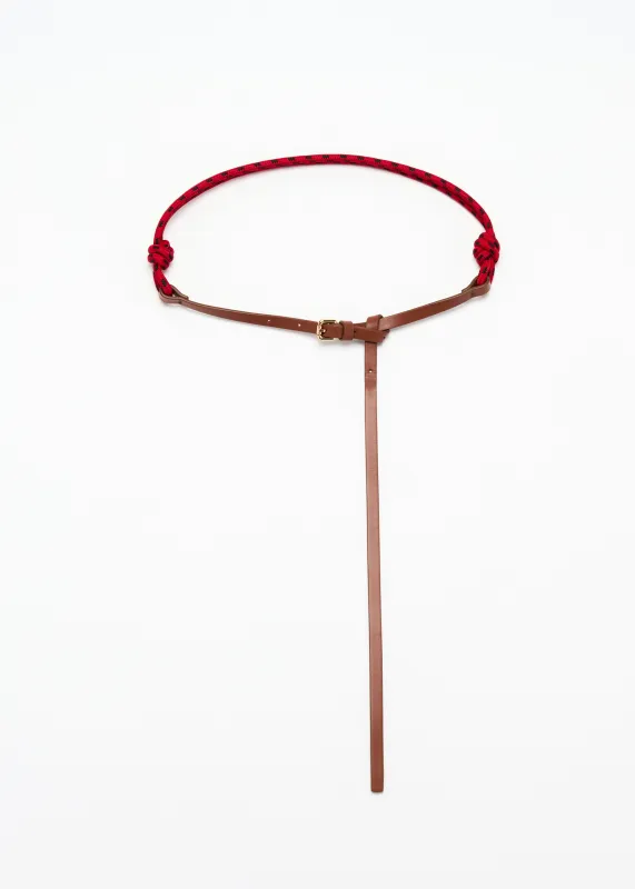 RED BRAIDED LANYARD AND LEATHER BELT made by Plan C