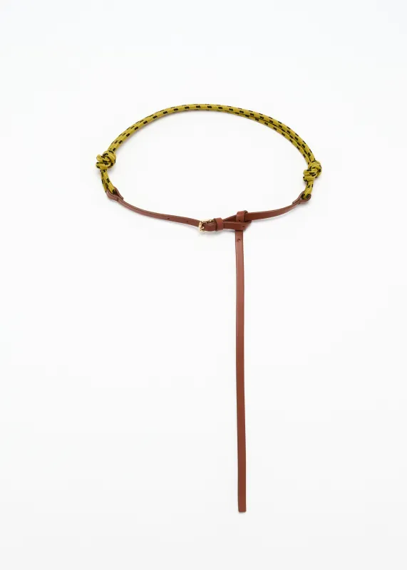 ACID GREEN BRAIDED LANYARD AND LEATHER BELT made by Plan C