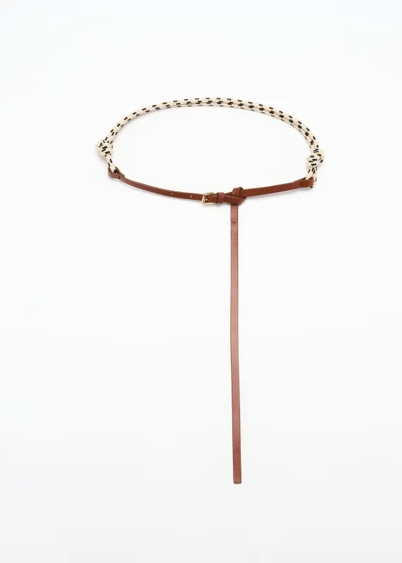 ECRU BRAIDED LANYARD AND LEATHER BELT made by Plan C