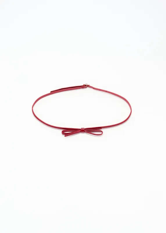 VERMILLION RED PATENT LEATHER SKINNY BELT made by Plan C