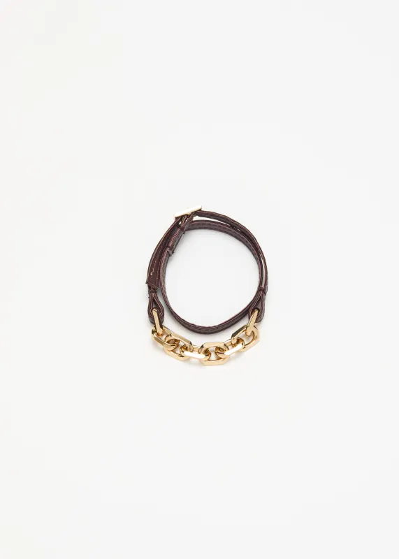 MORO HEAD LEATHER AND GOLD CHAIN BRACELET made by Plan C