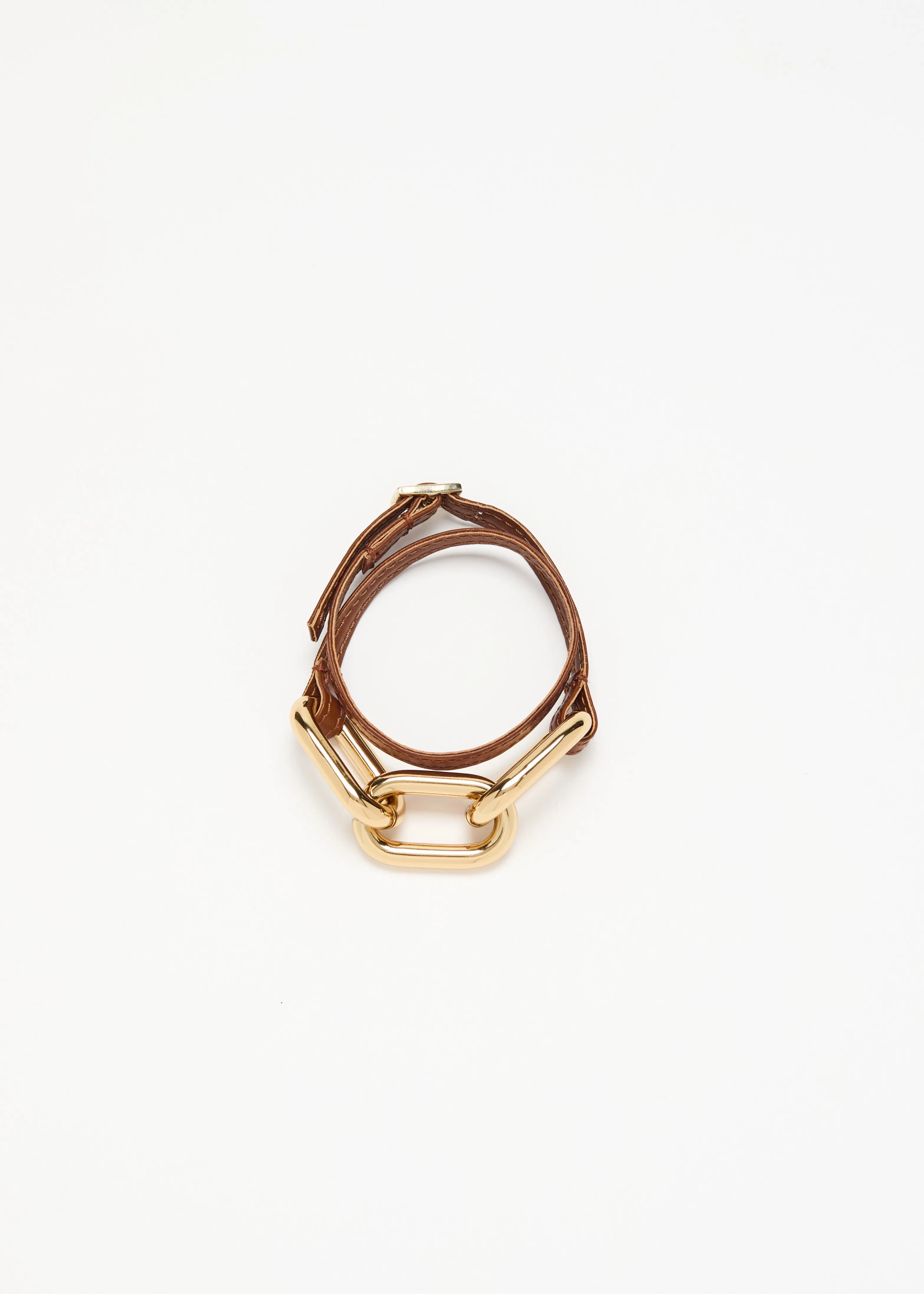 BURNED LEATHER AND GOLD BIG CHAIN BRACELET sold by Plan C