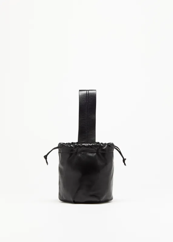 BLACK LAMBSKIN NAPPA BUCKET BAG made by Plan C