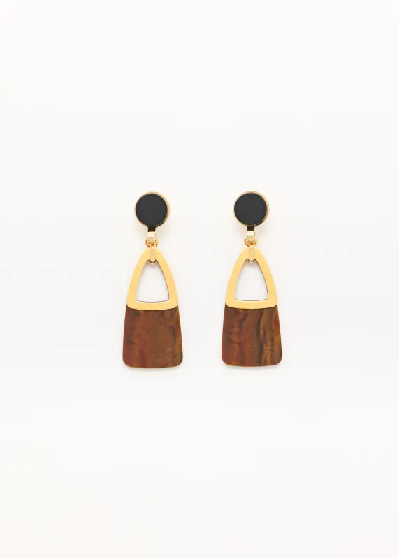 GEOMETRIC METAL AND RESIN DROP EARRINGS made by Plan C