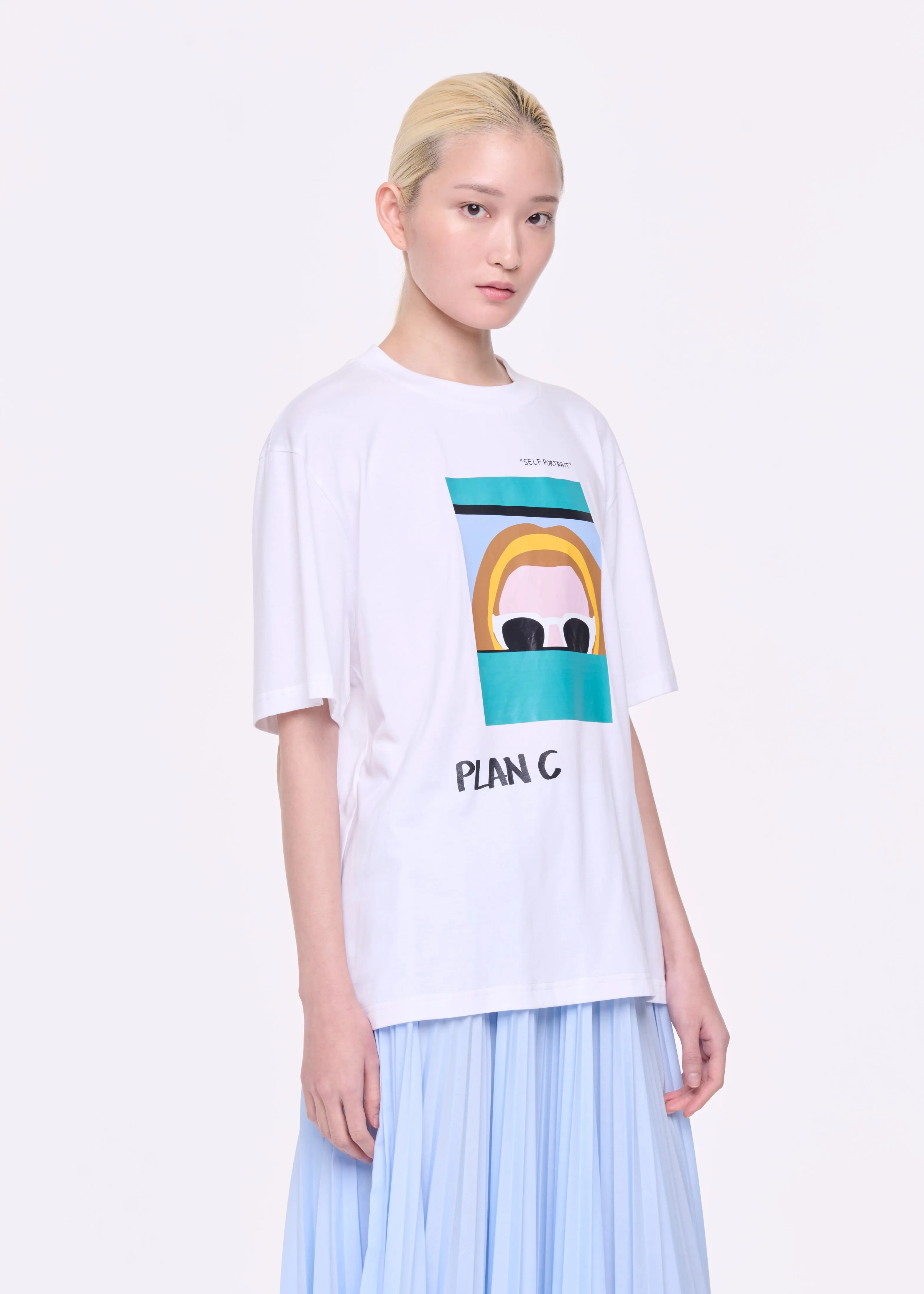 WHITE "SELF PORTRAIT" PRINT T-SHIRT sold by Plan C product image thumbnail 4