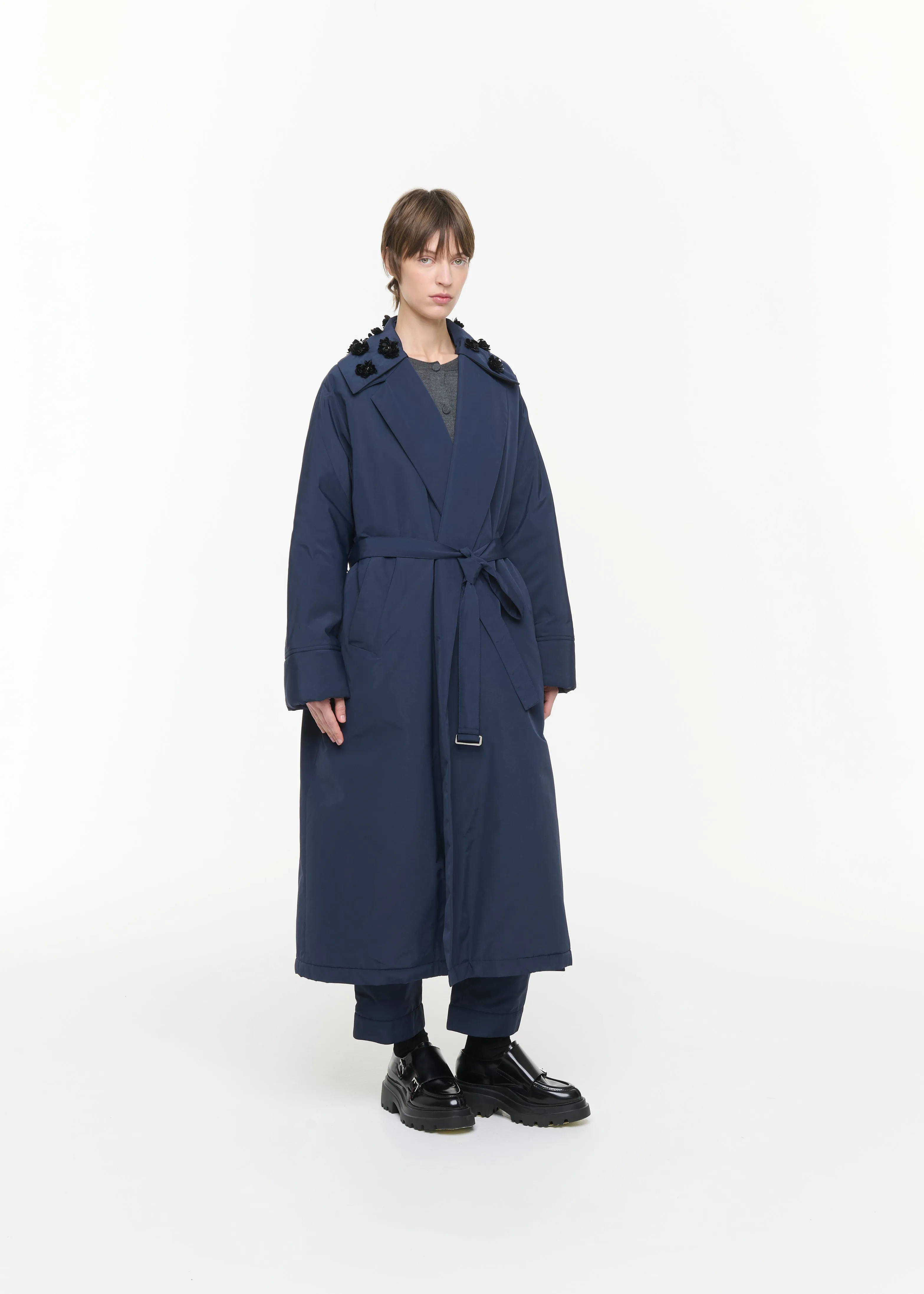 NAVY TAFFETA ROBE COAT sold by Plan C product image thumbnail 5