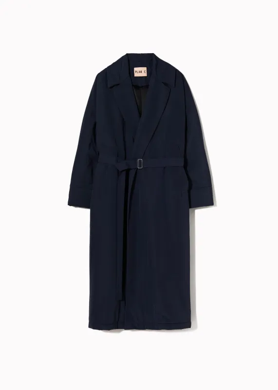 NAVY TAFFETA ROBE COAT made by Plan C