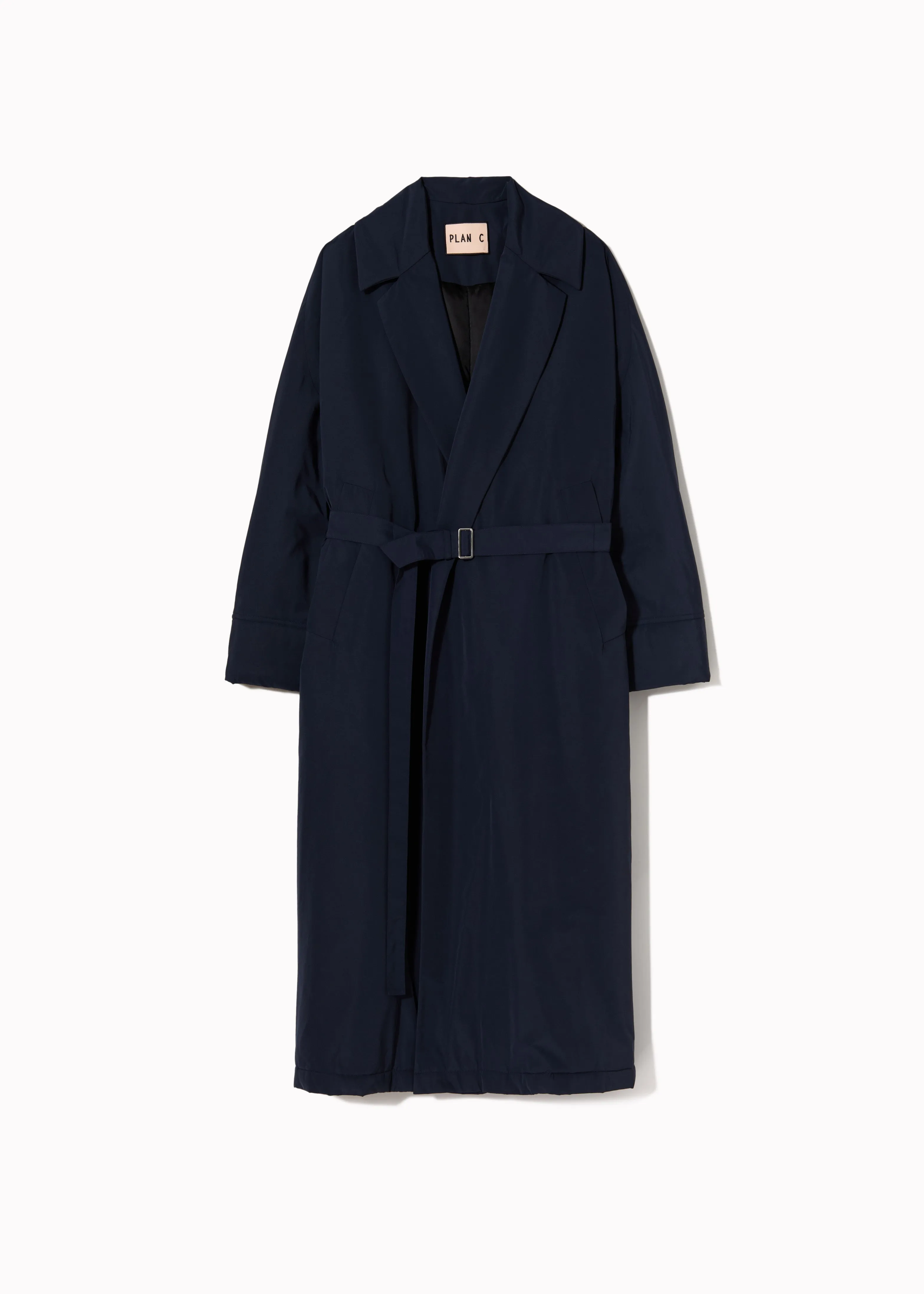 NAVY TAFFETA ROBE COAT sold by Plan C