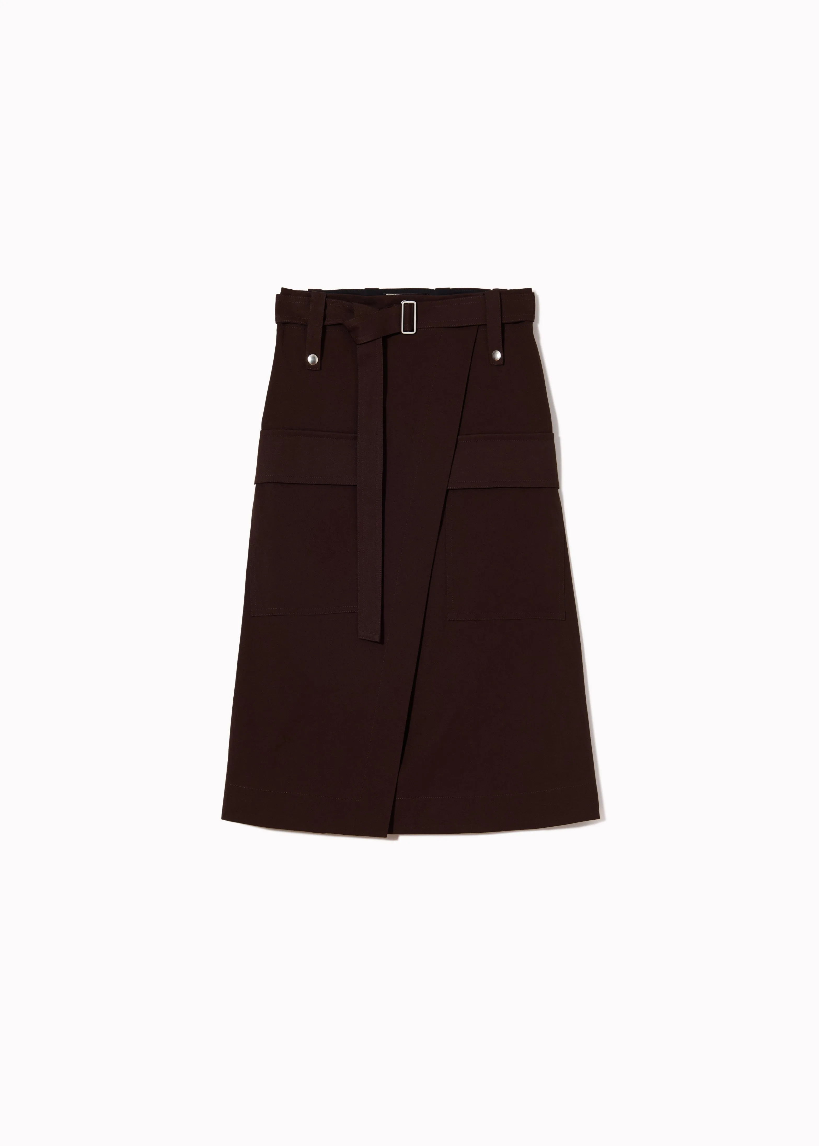 DARK BROWN WRAP SKIRT sold by Plan C
