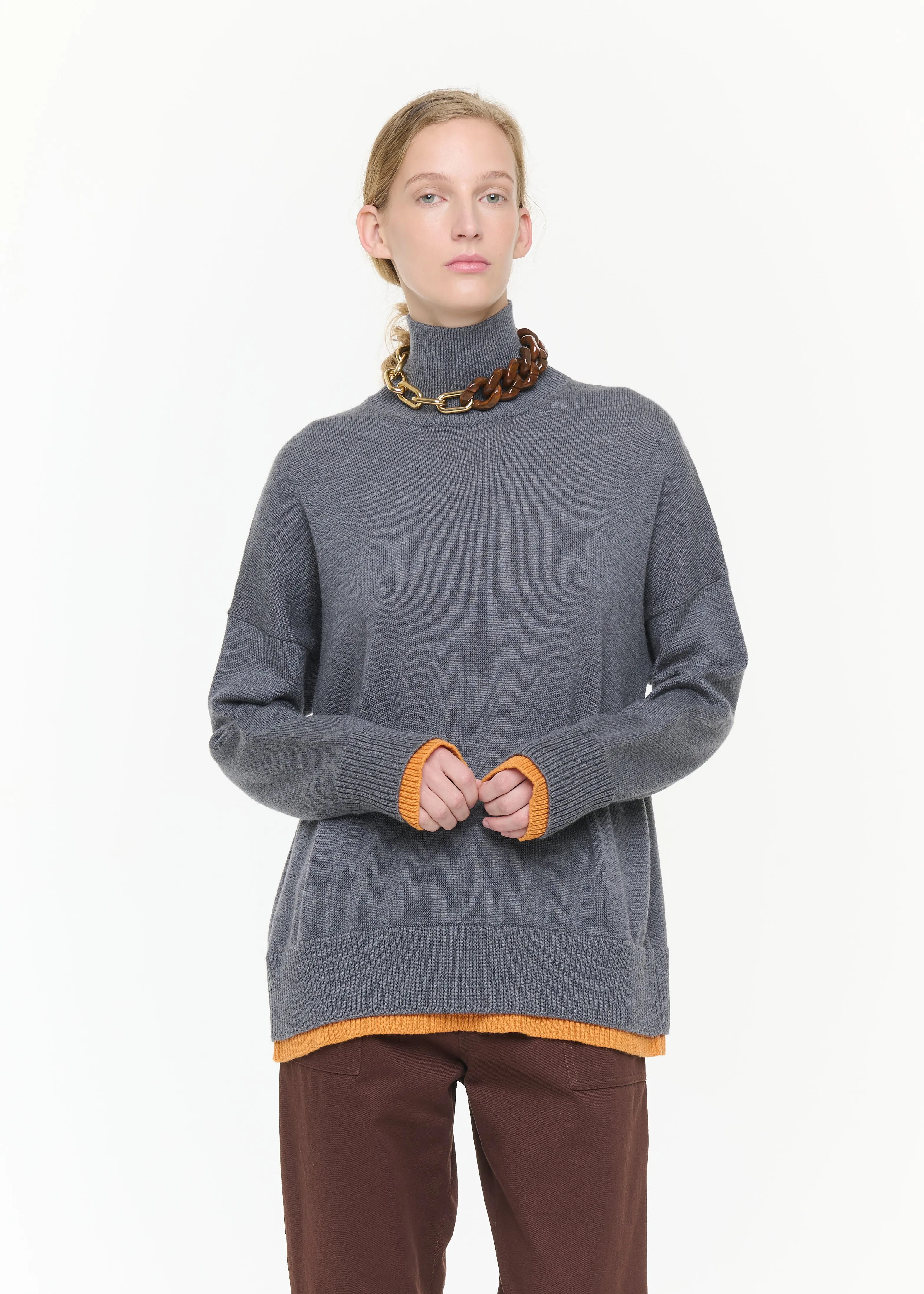 GREY SOFT WOOL TURTLENCK SWEATER sold by Plan C product image thumbnail 4