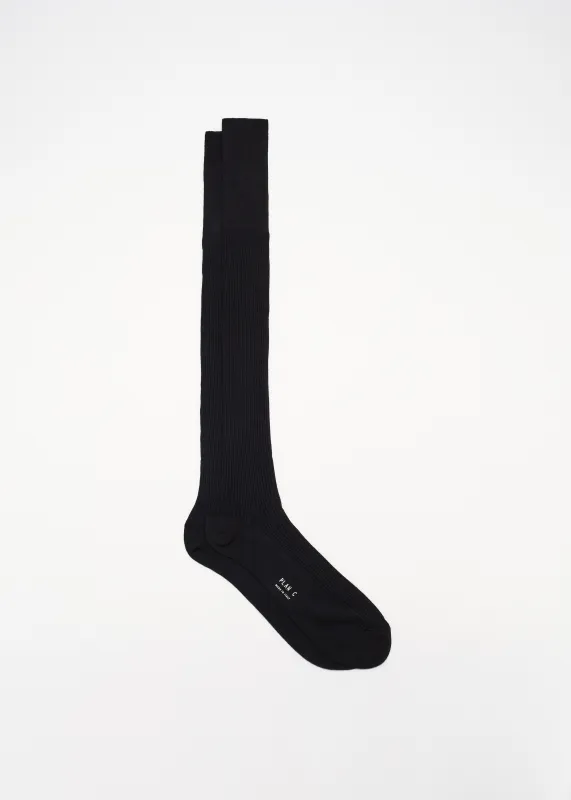 COTTON CASHMERE LONG BLACK SOCKS made by Plan C